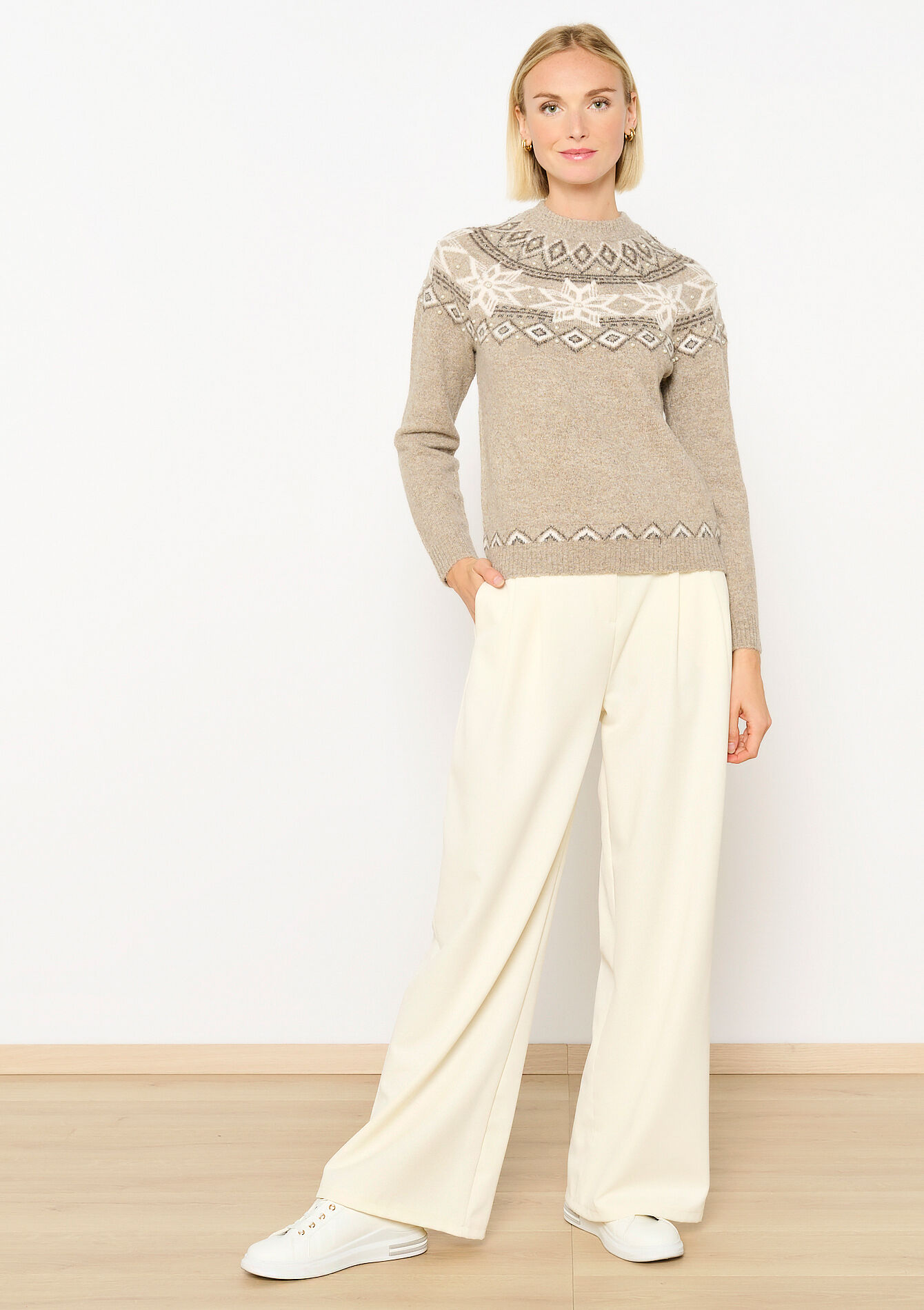 Pull en jacquard avec perles, Pull en jacquard avec perles - TAUPE - 04006585_1021