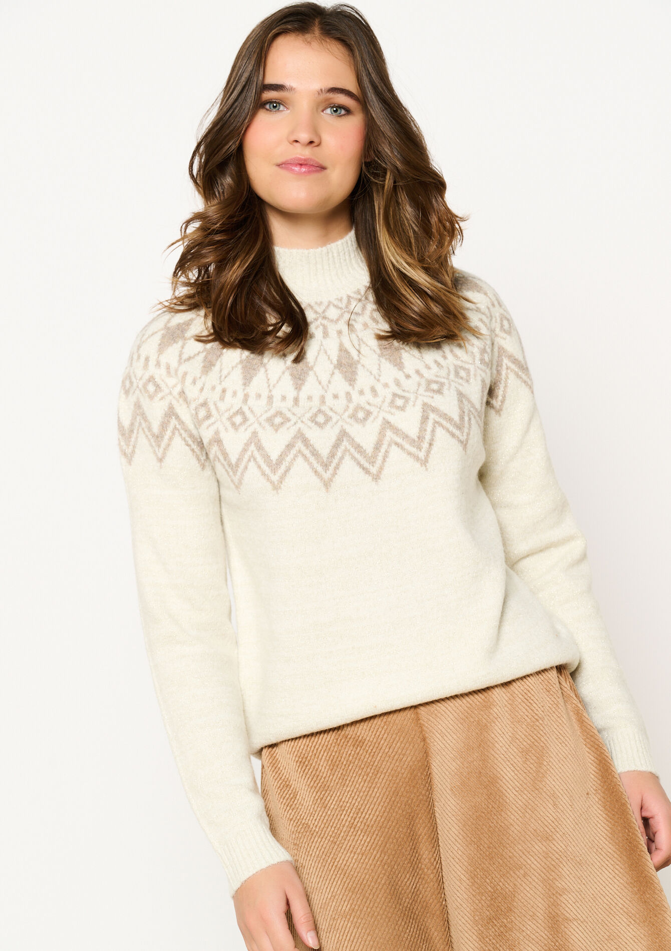 Jacquard sweater with lurex, undefined - OFFWHITE - undefined
