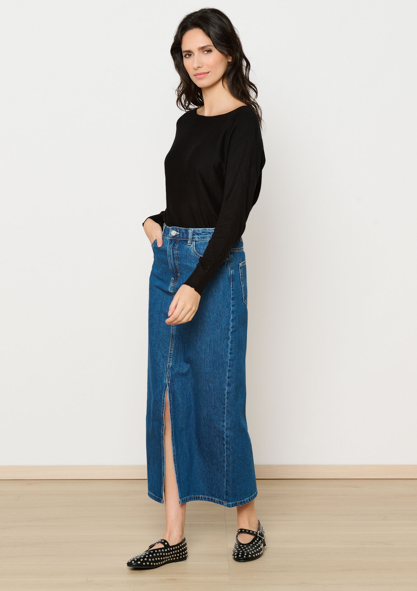 Sweater with batwing sleeves, undefined - BLACK - undefined