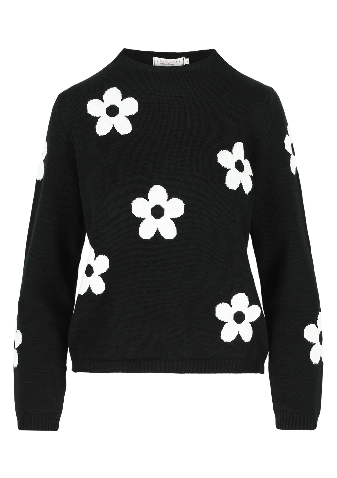 Sweater with flowers, Sweater with flowers - BLACK - 04006757_1119