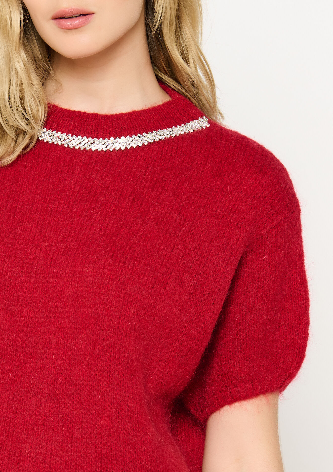 Mohair sweater with stitched chain, undefined - RED PAPRIKA - undefined