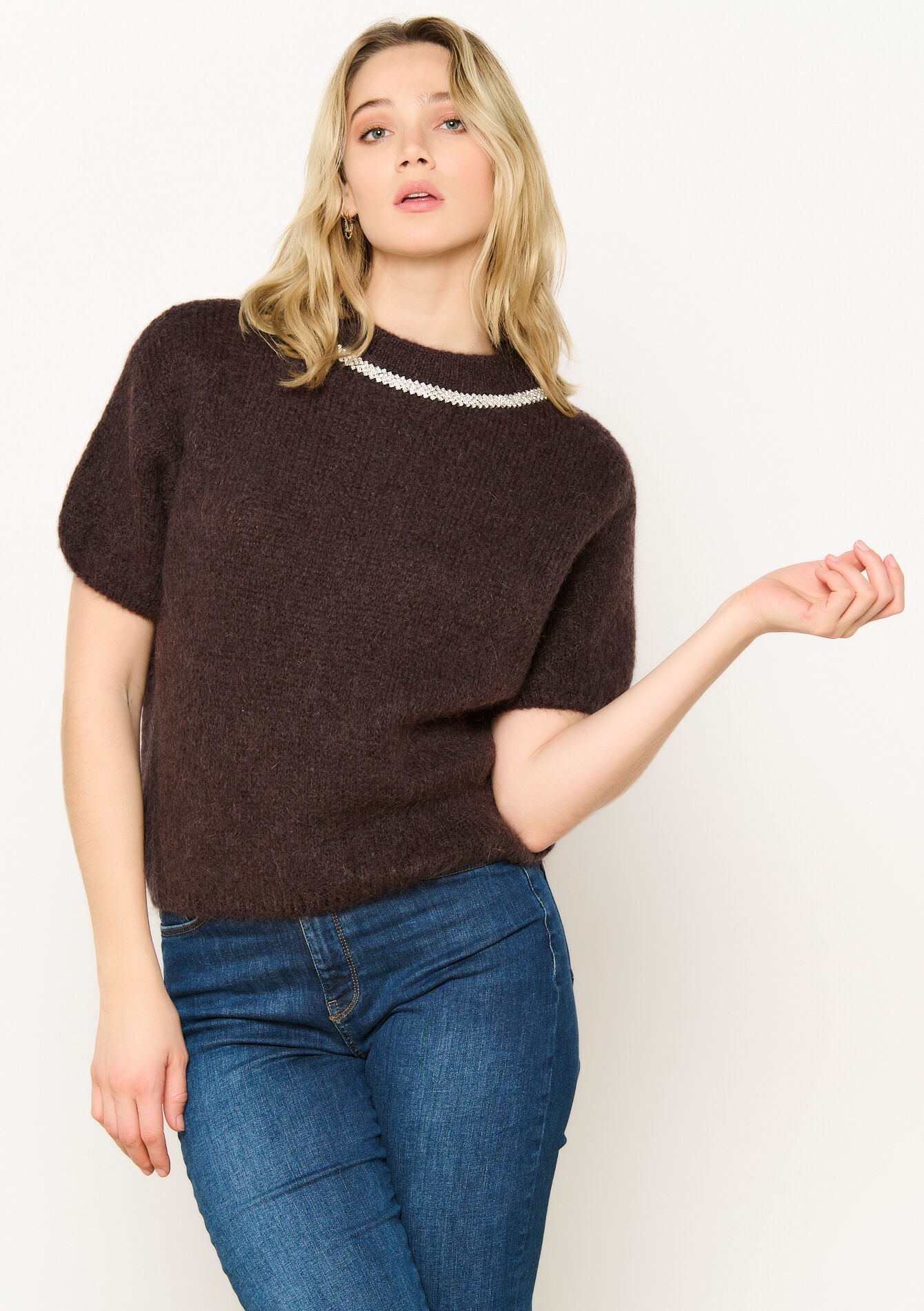 Mohair sweater with stitched chain, Mohair sweater with stitched chain, , back