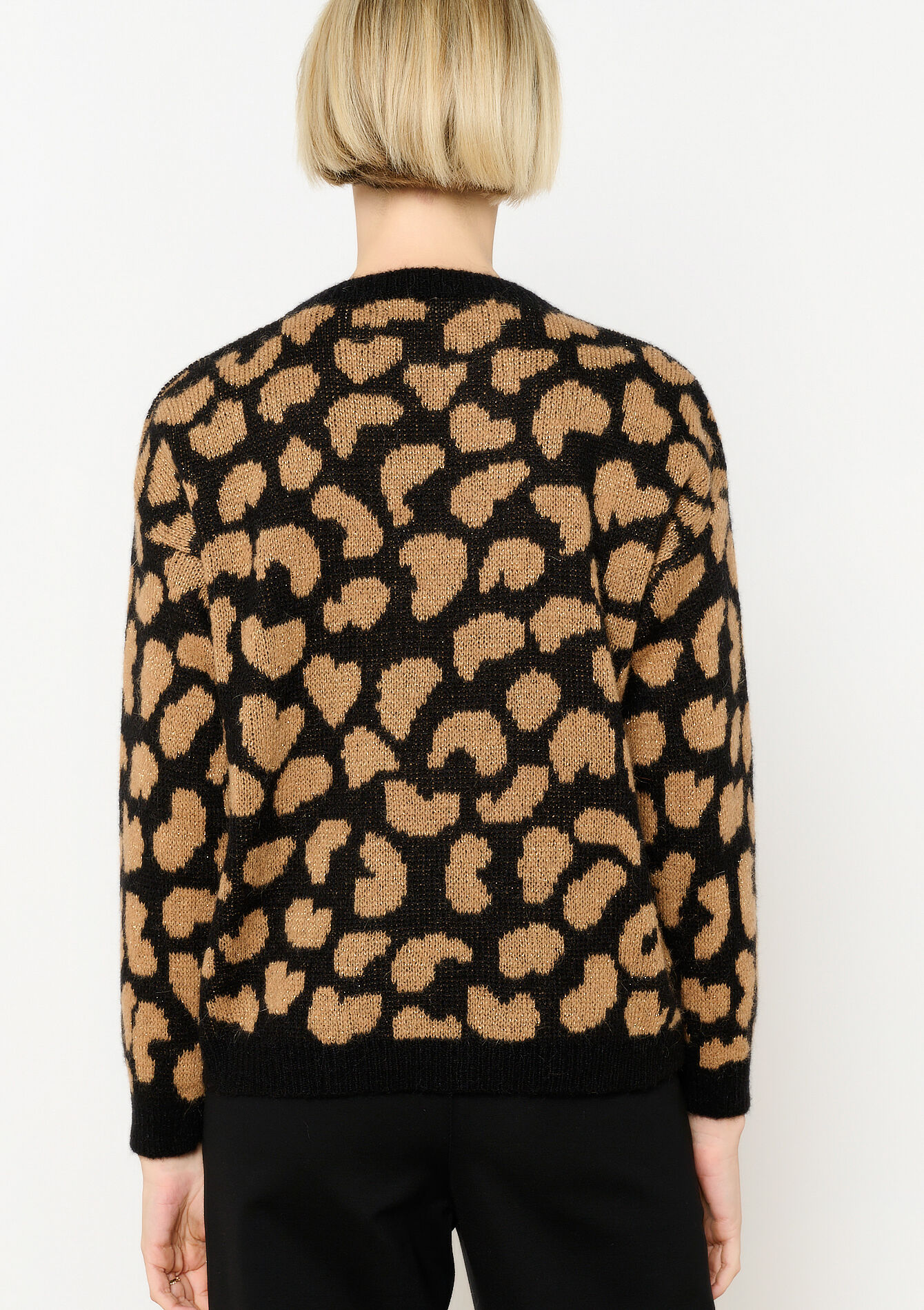 Jacquard sweater with leopard print, Jacquard sweater with leopard print - BLACK - 04006824_1119