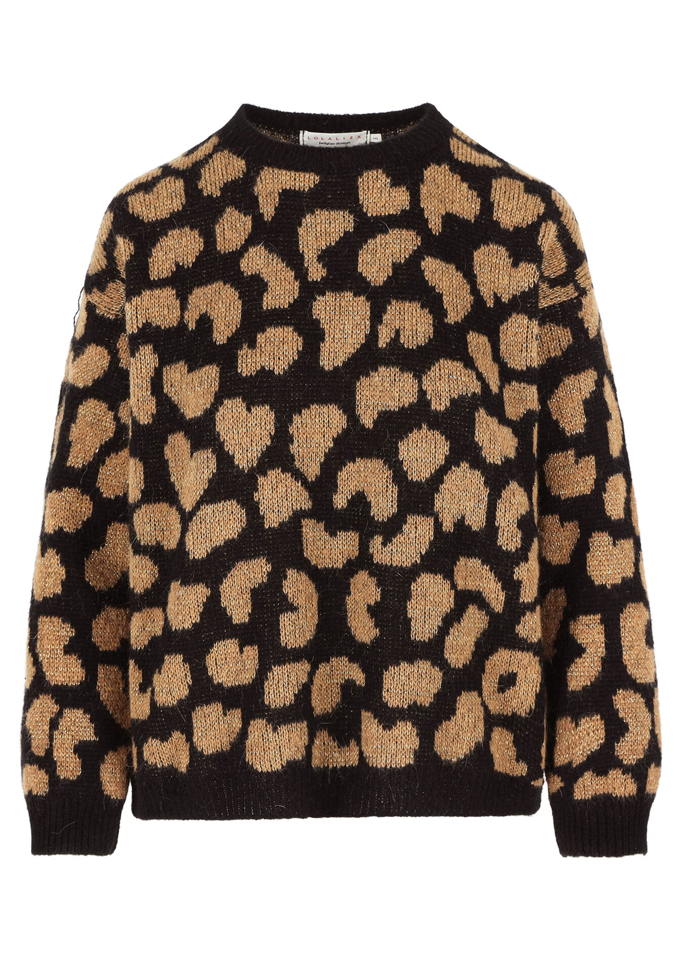 Jacquard sweater with leopard print, Jacquard sweater with leopard print - BLACK - 04006824_1119