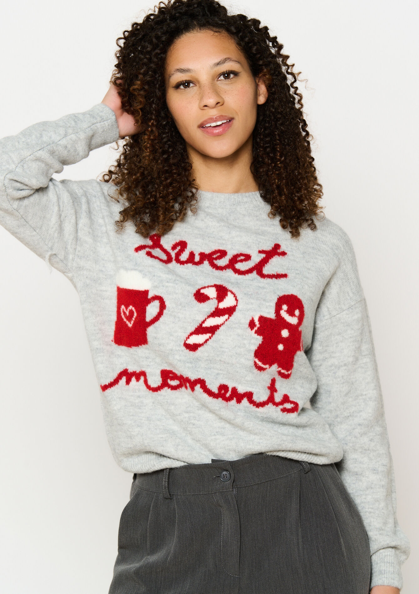 Pull de Noël en jacquard, undefined - LT GREY - undefined