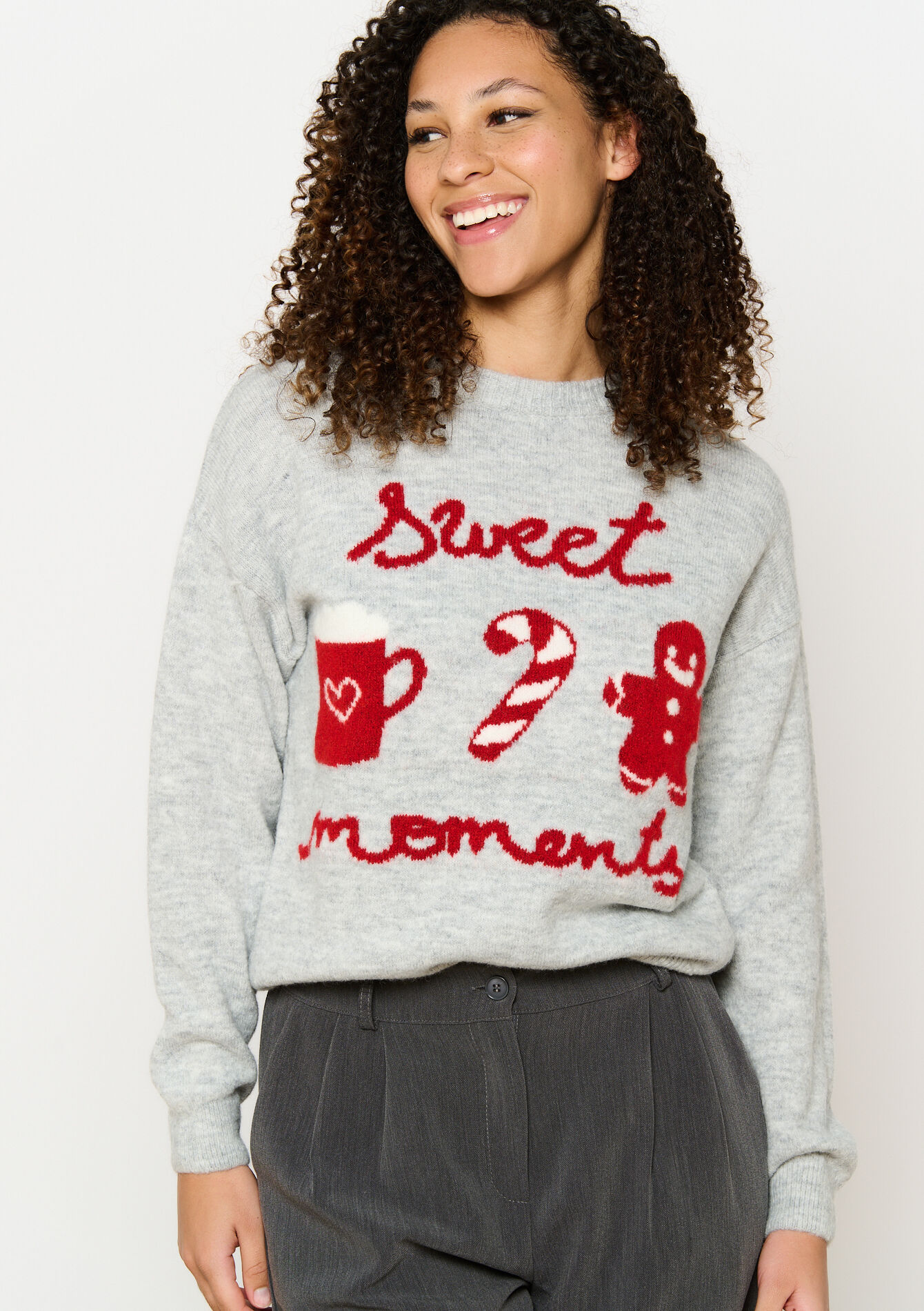 Pull de Noël en jacquard, undefined - LT GREY - undefined