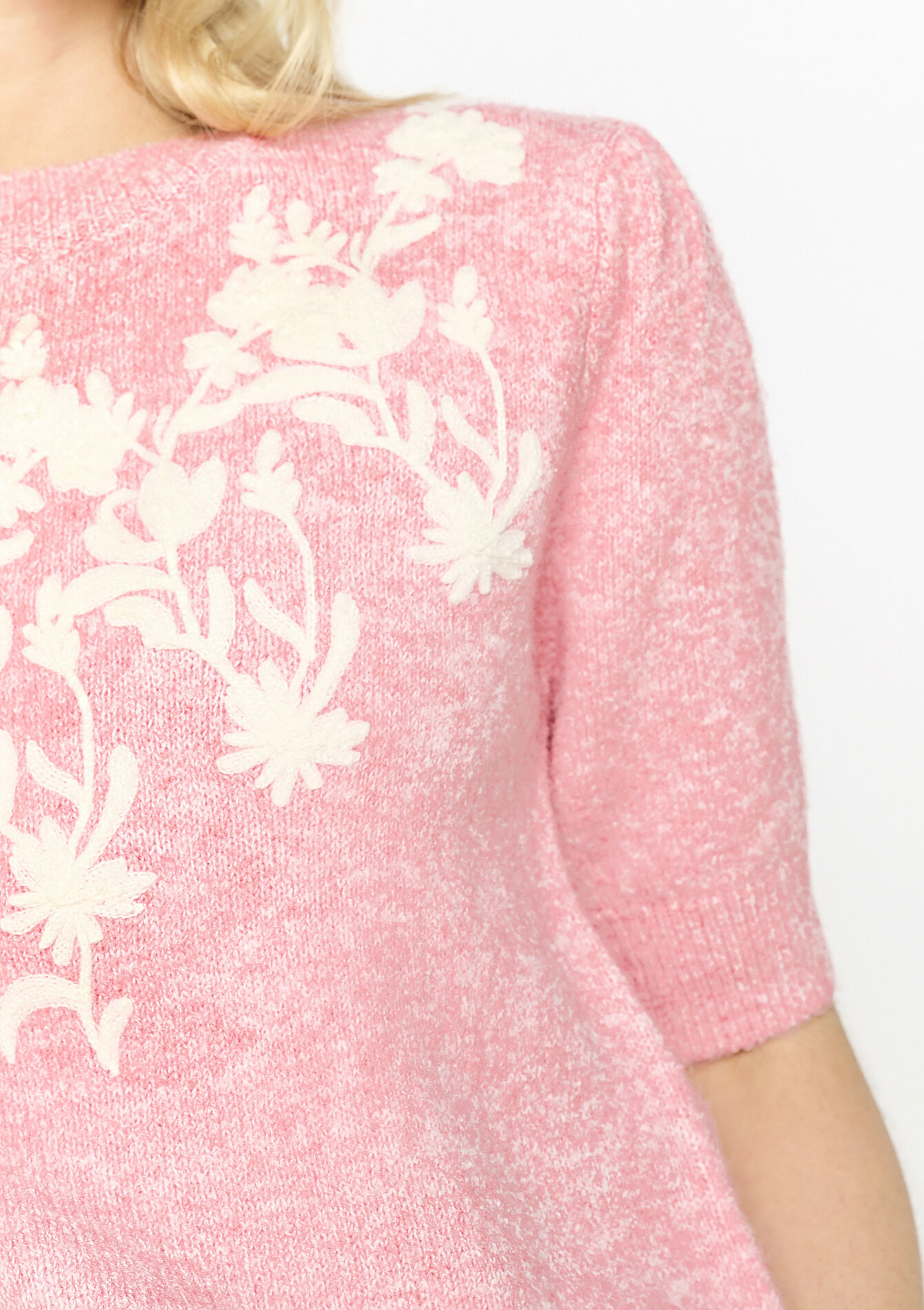 Floral embroidered sweater, undefined - LIGHT PINK - undefined