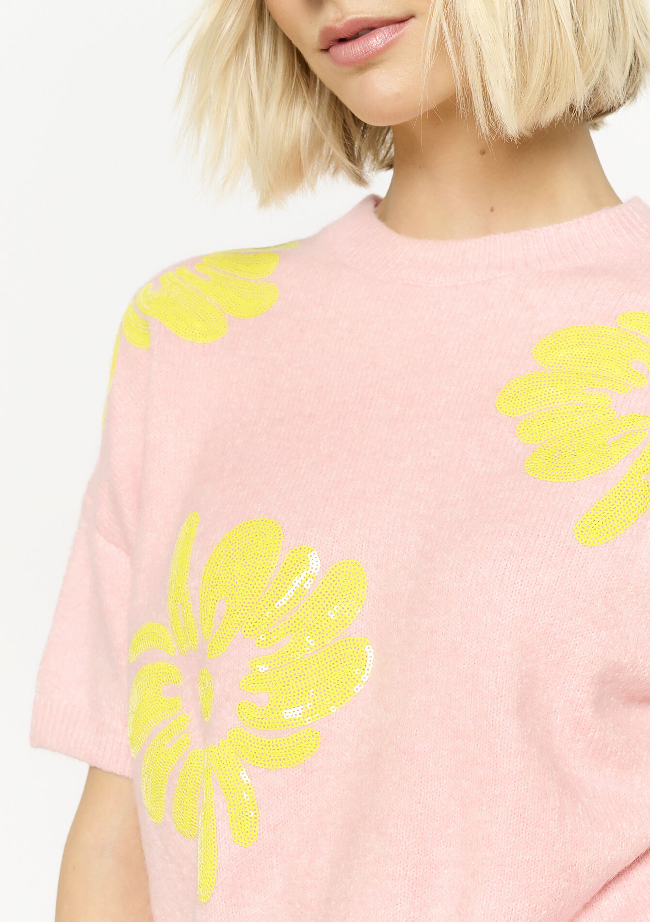 Geborduurde bloemen trui, undefined - LIGHT PINK - undefined