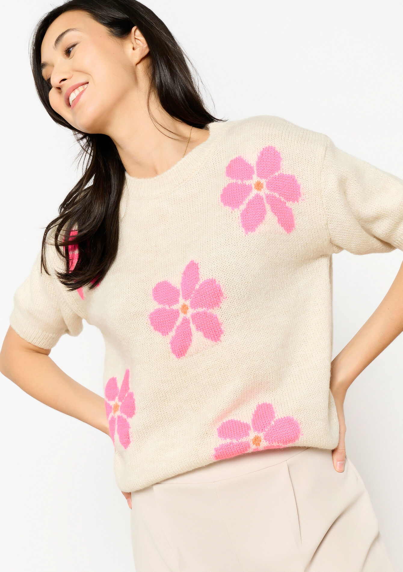 Trui met bloemen, Trui met bloemen - VANILLA WHITE - 04006869_1013
