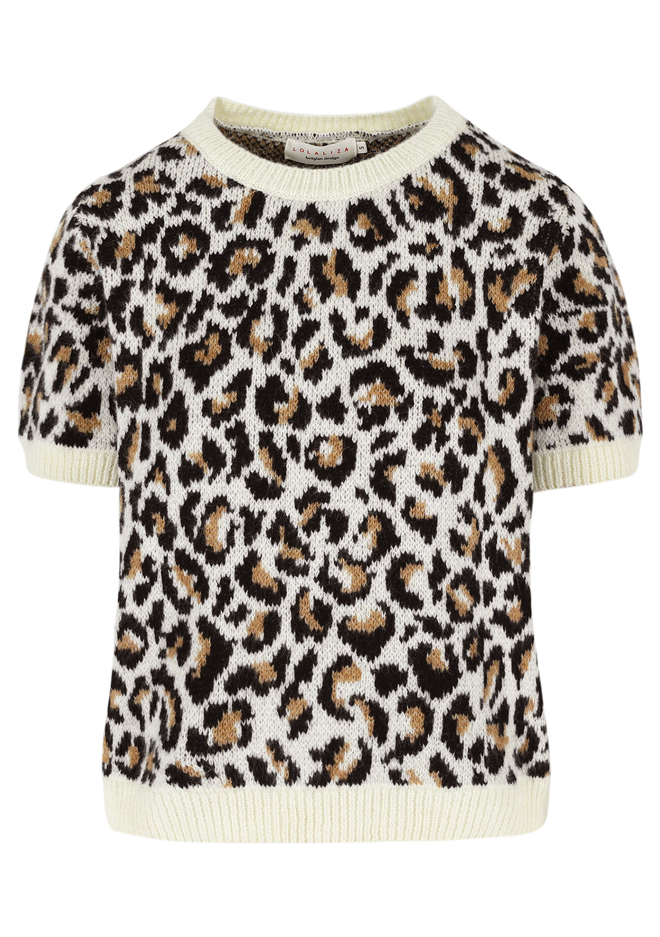 Jacquard sweater with short sleeves, Jacquard sweater with short sleeves - CAMEL - 04006884_950