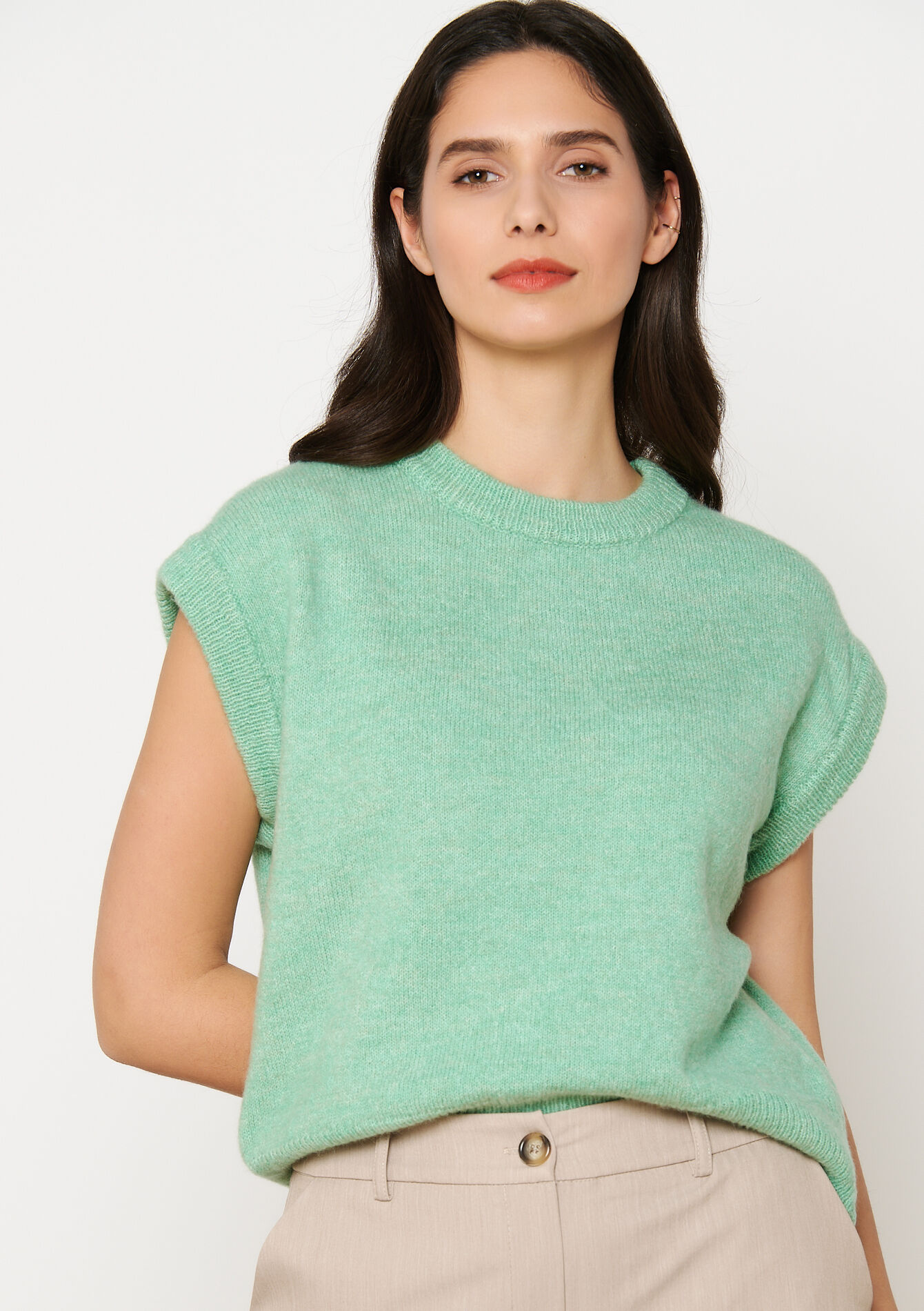 Mouwloze trui, undefined - ALMOND GREEN - undefined