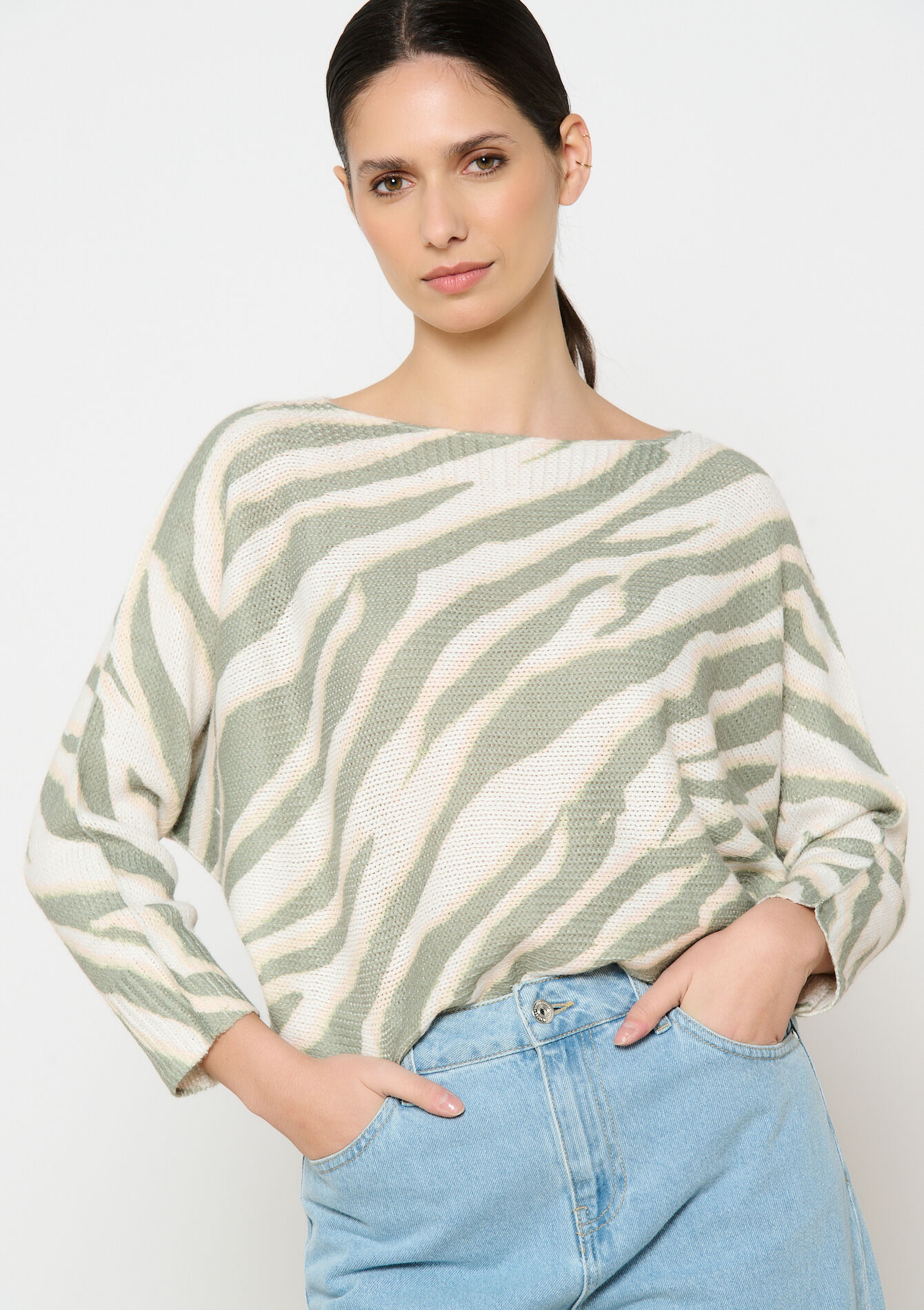 Sweater with zebra print, Sweater with zebra print - LT BEIGE - 04006947_2527
