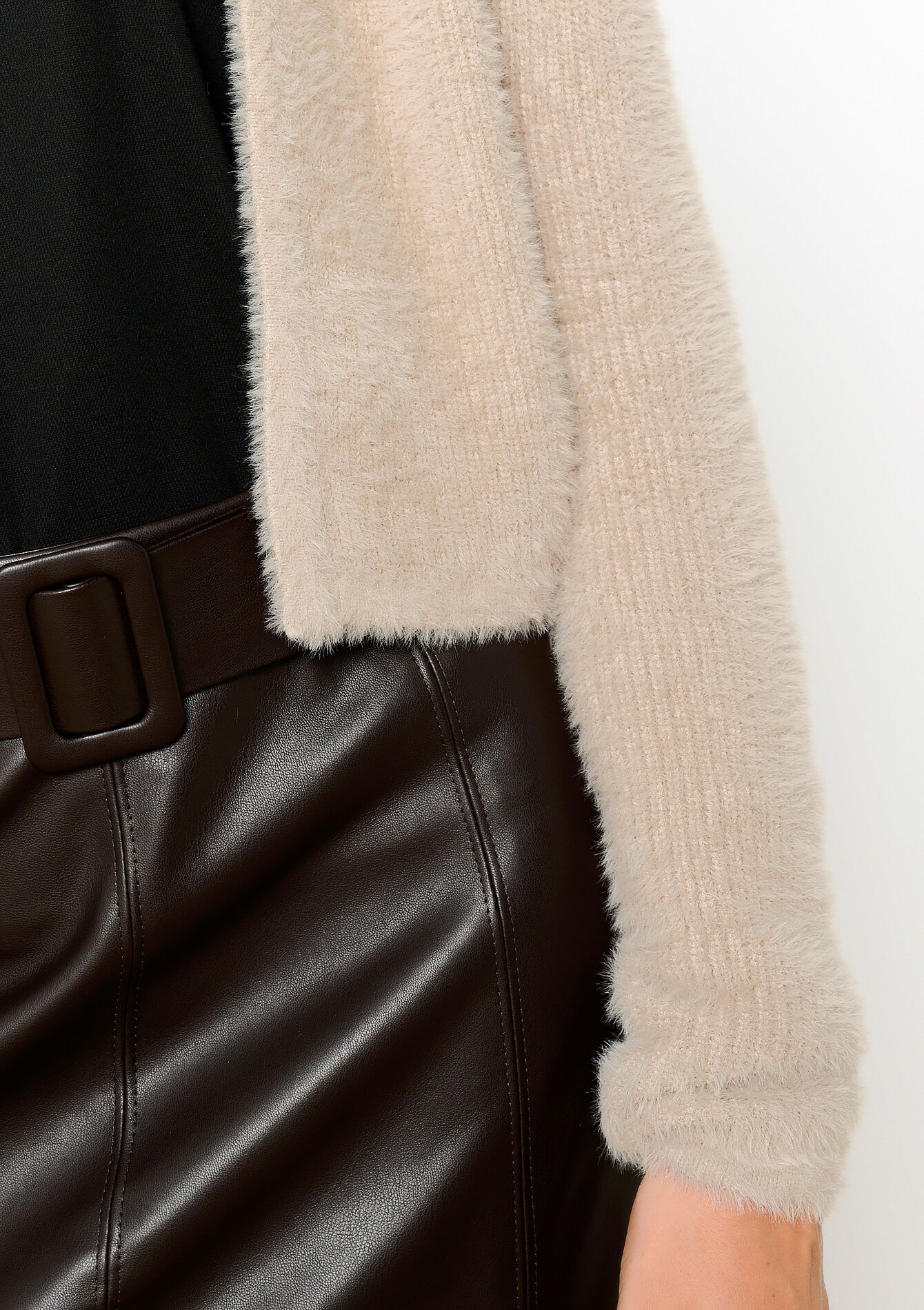 Short bolero in eyelash, undefined - TAUPE - undefined