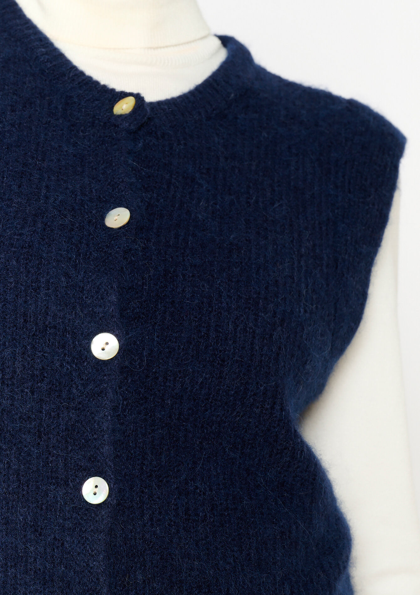 Sleeveless cardigan, undefined - NAVY BASIC - undefined