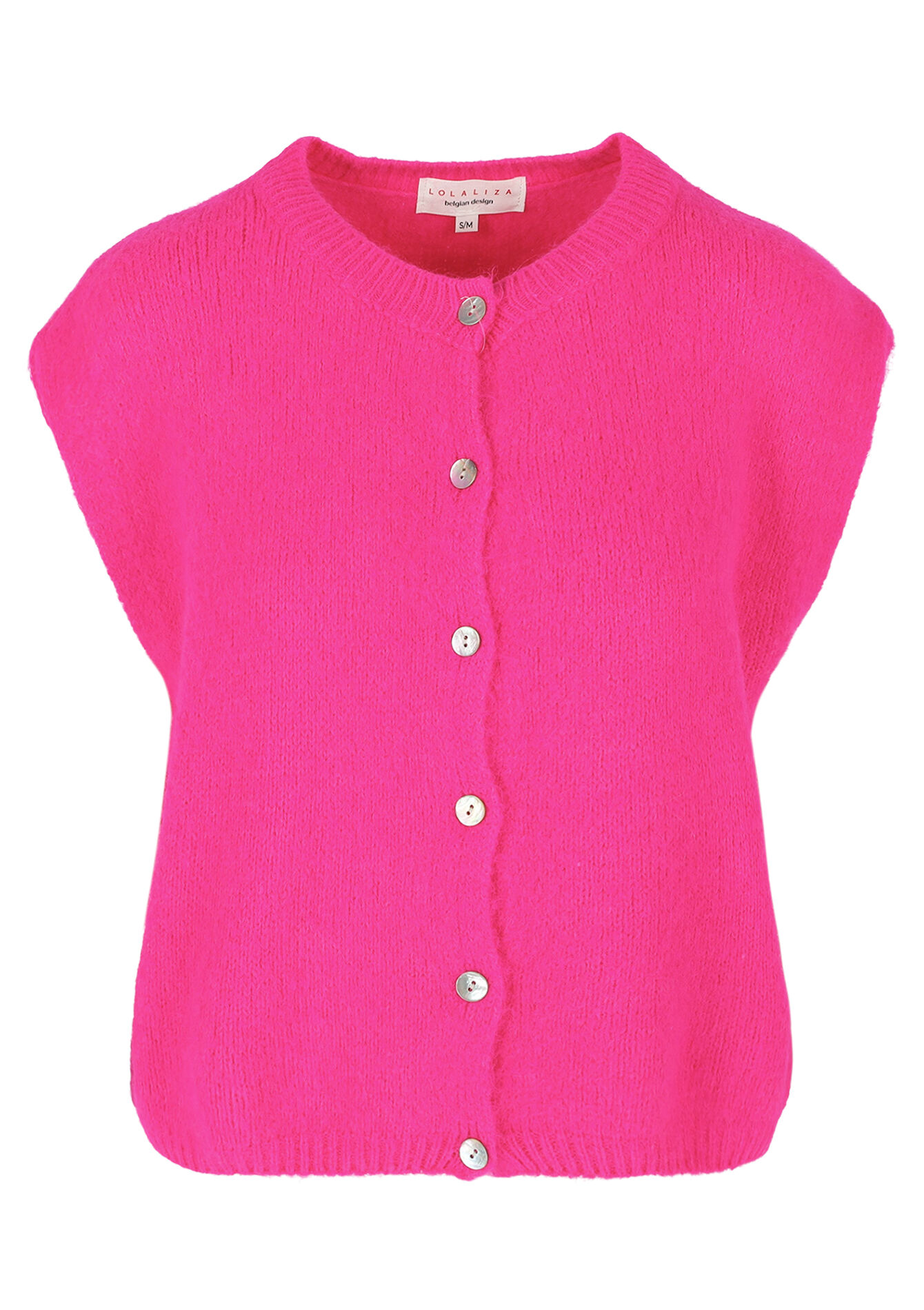Cardigan sans manches en laine d'alpaga, Cardigan sans manches en laine d'alpaga - FLUO PINK - 04101283_5727