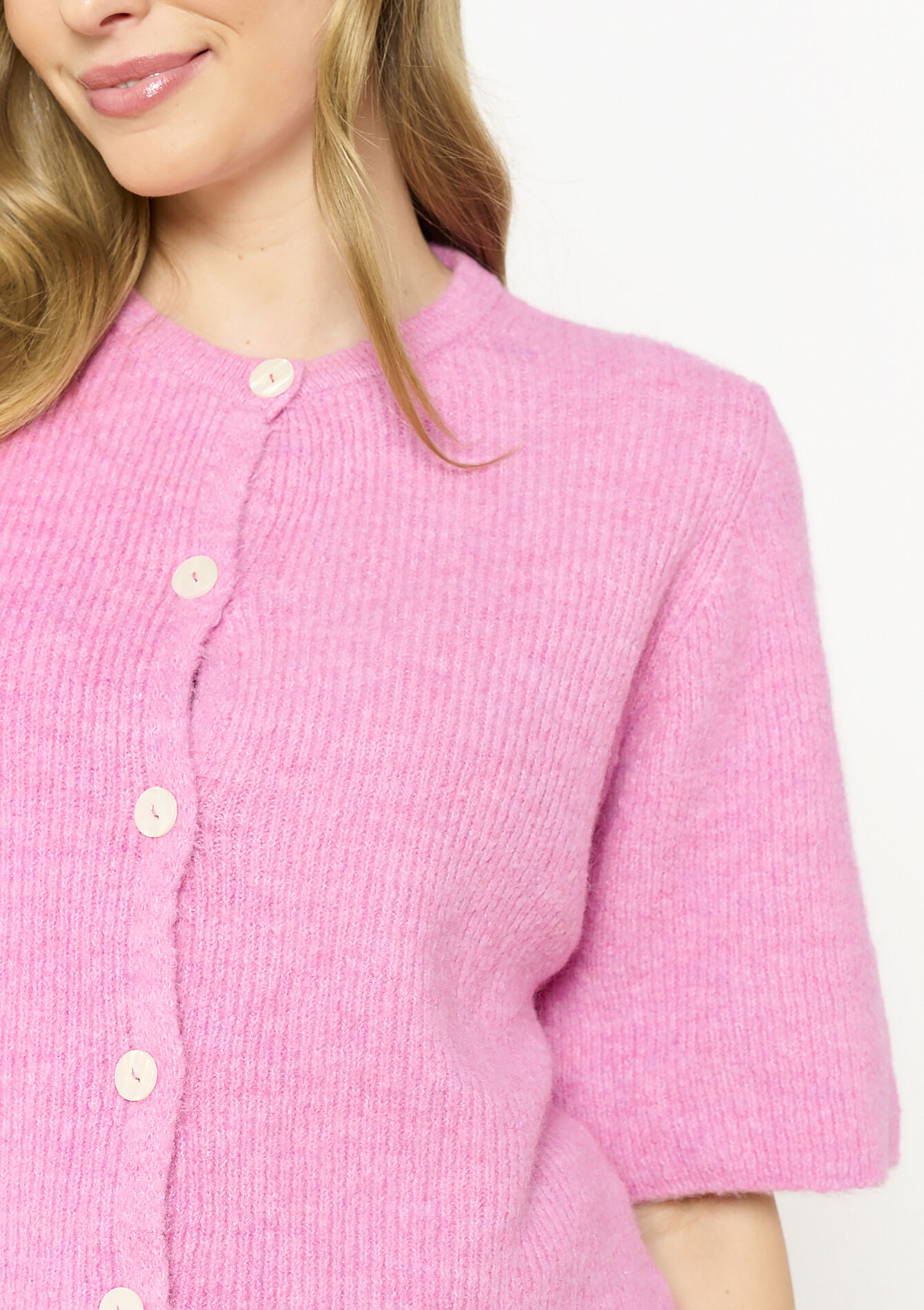 Cardigan with short sleeves, undefined - PINK BUBBLEGUM - undefined