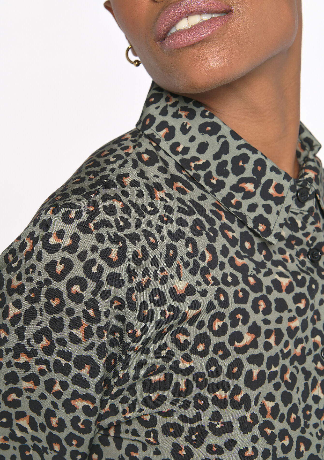 Chemise with leopard print, Chemise with leopard print - KHAKI TAN - 05701357_4319