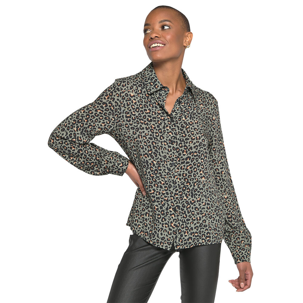 Chemise with leopard print, Chemise with leopard print - KHAKI TAN - 05701357_4319