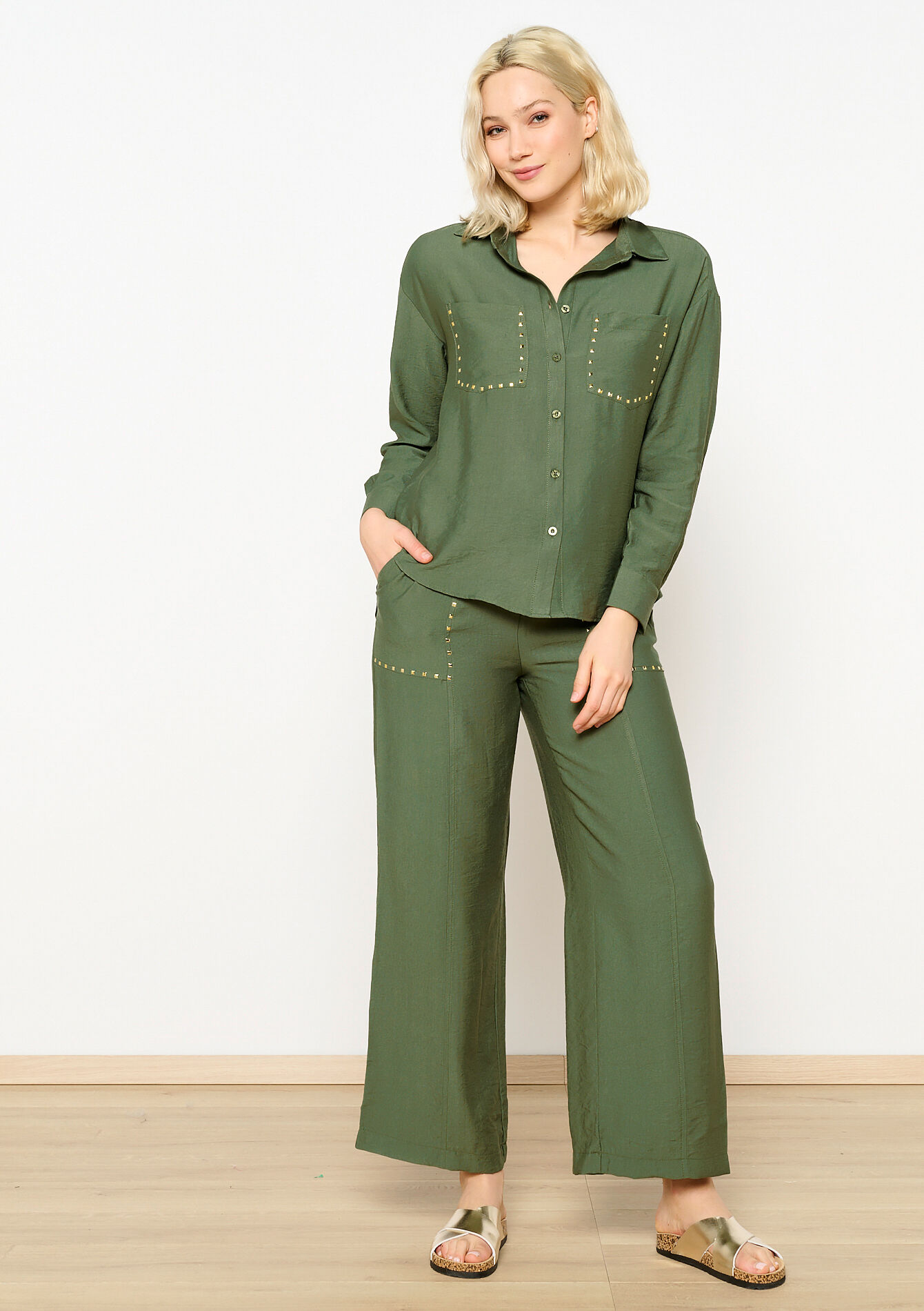Chemise avec boutons pression, Chemise avec boutons pression - KHAKI MED - 05702467_4327