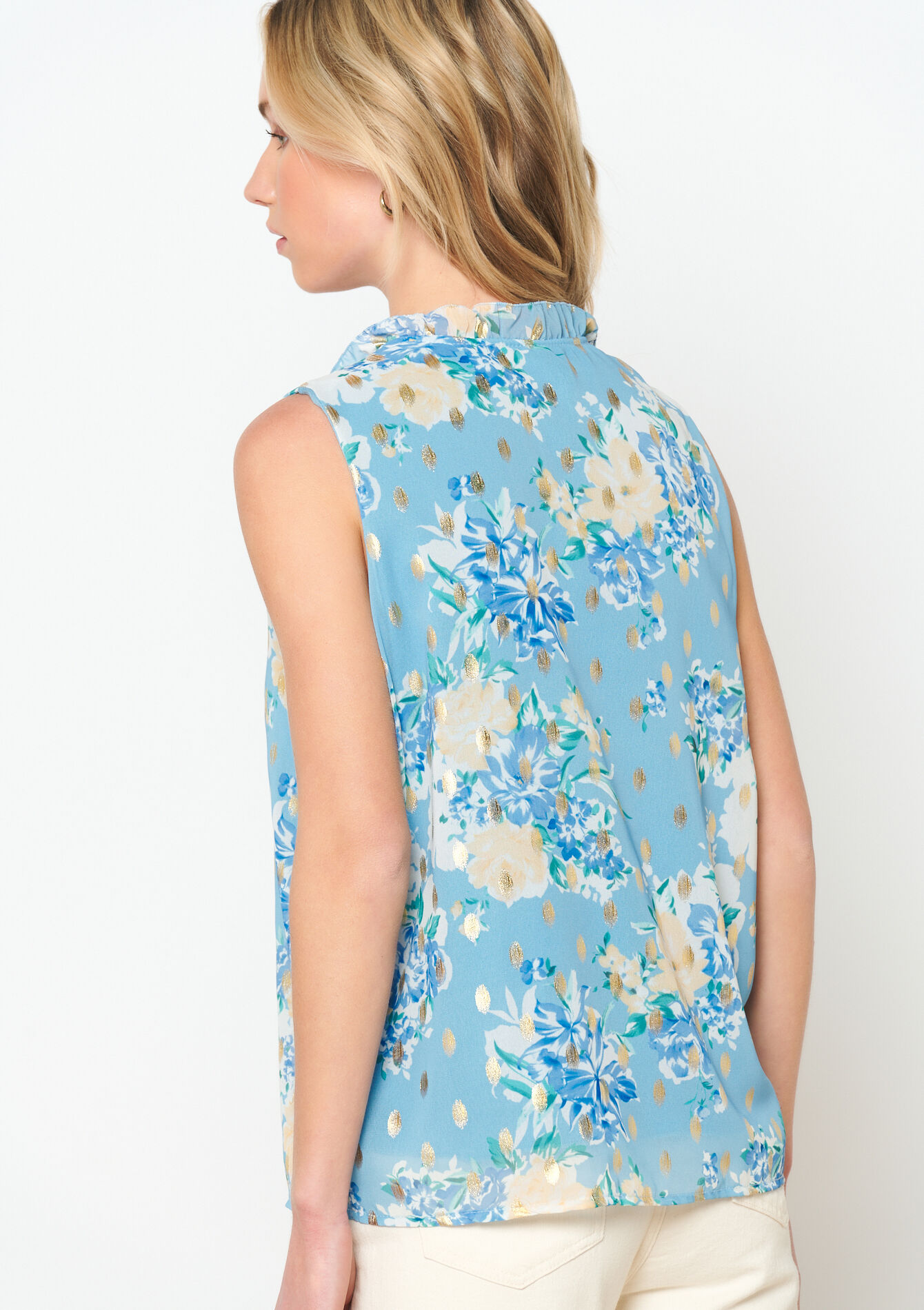 Blouse sans manches à imprimé, Blouse sans manches à imprimé - BLUE SKY - 05702481_3009