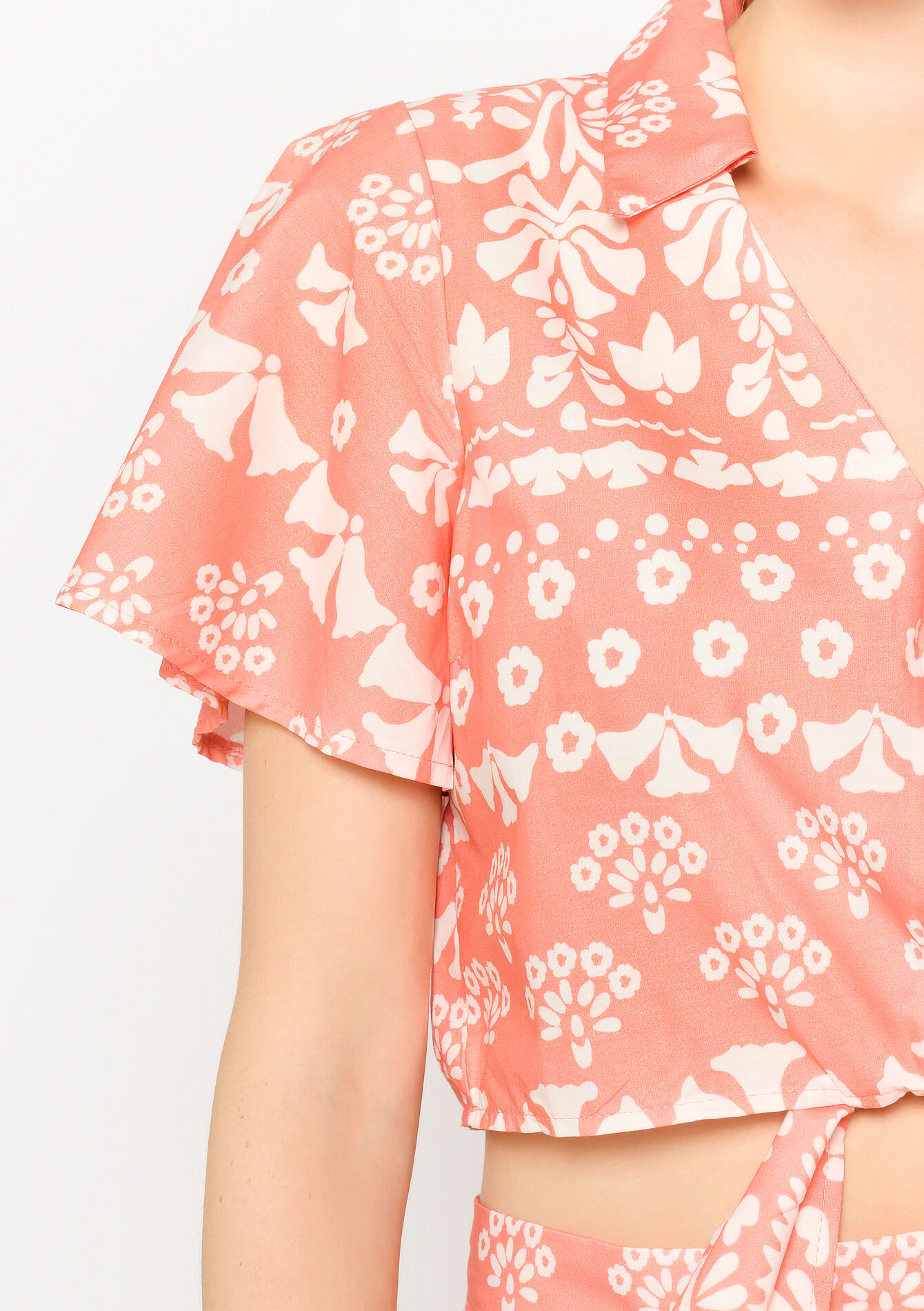 Blouse with butterfly sleeves, undefined - CORAL PINK - undefined