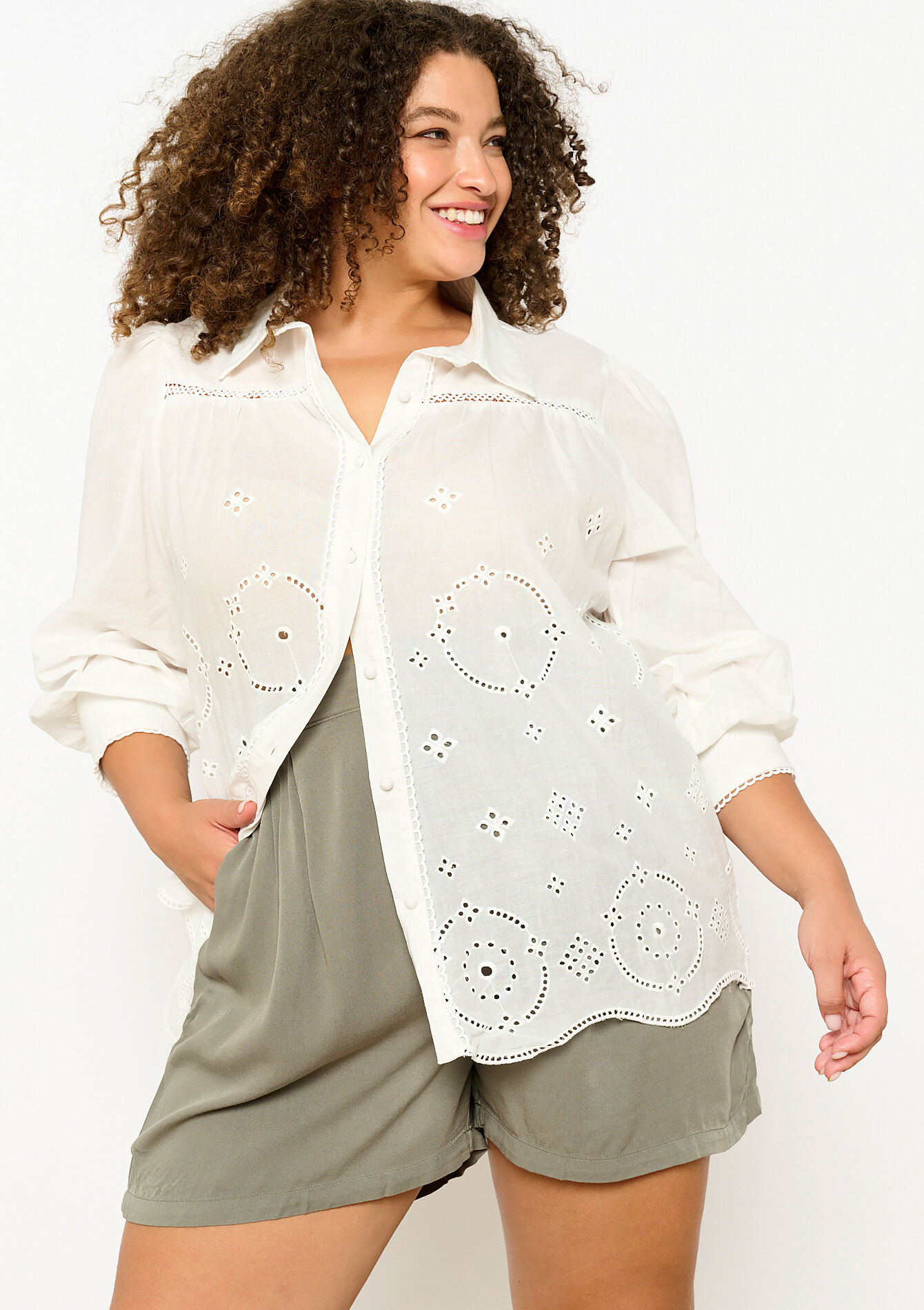 Chemise brodée, undefined - OPTICAL WHITE - undefined