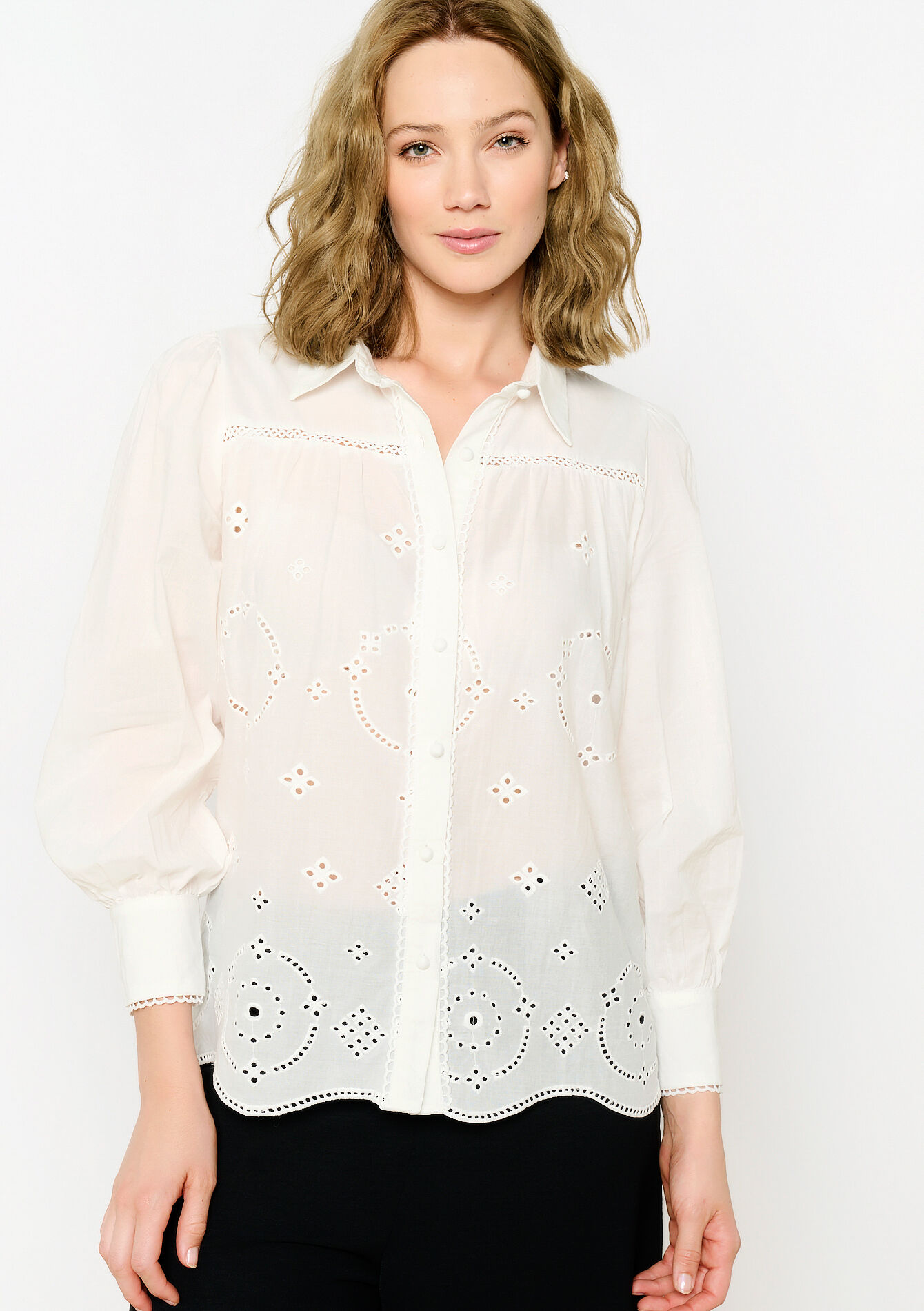 Chemise brodée, undefined - OPTICAL WHITE - undefined