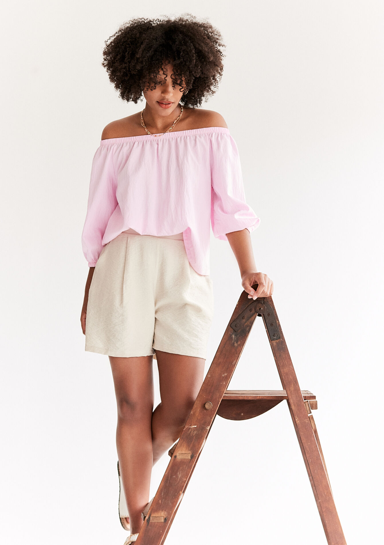 Haut avec épaules dénudées, undefined - PINK BUBBLEGUM - undefined