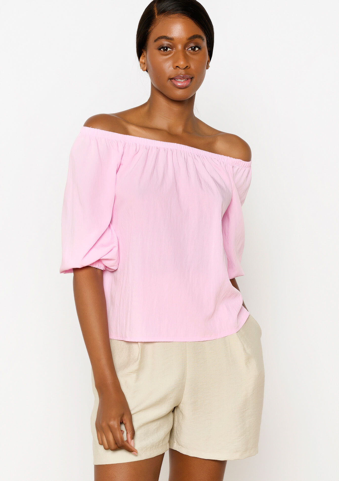 Haut avec épaules dénudées, undefined - PINK BUBBLEGUM - undefined
