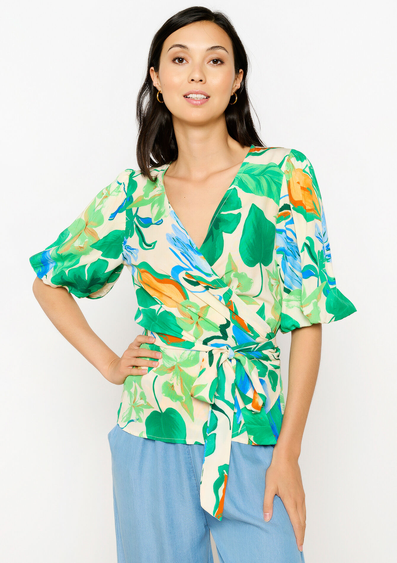 Wikkeltop met bloemenprint, Wikkeltop met bloemenprint, , back