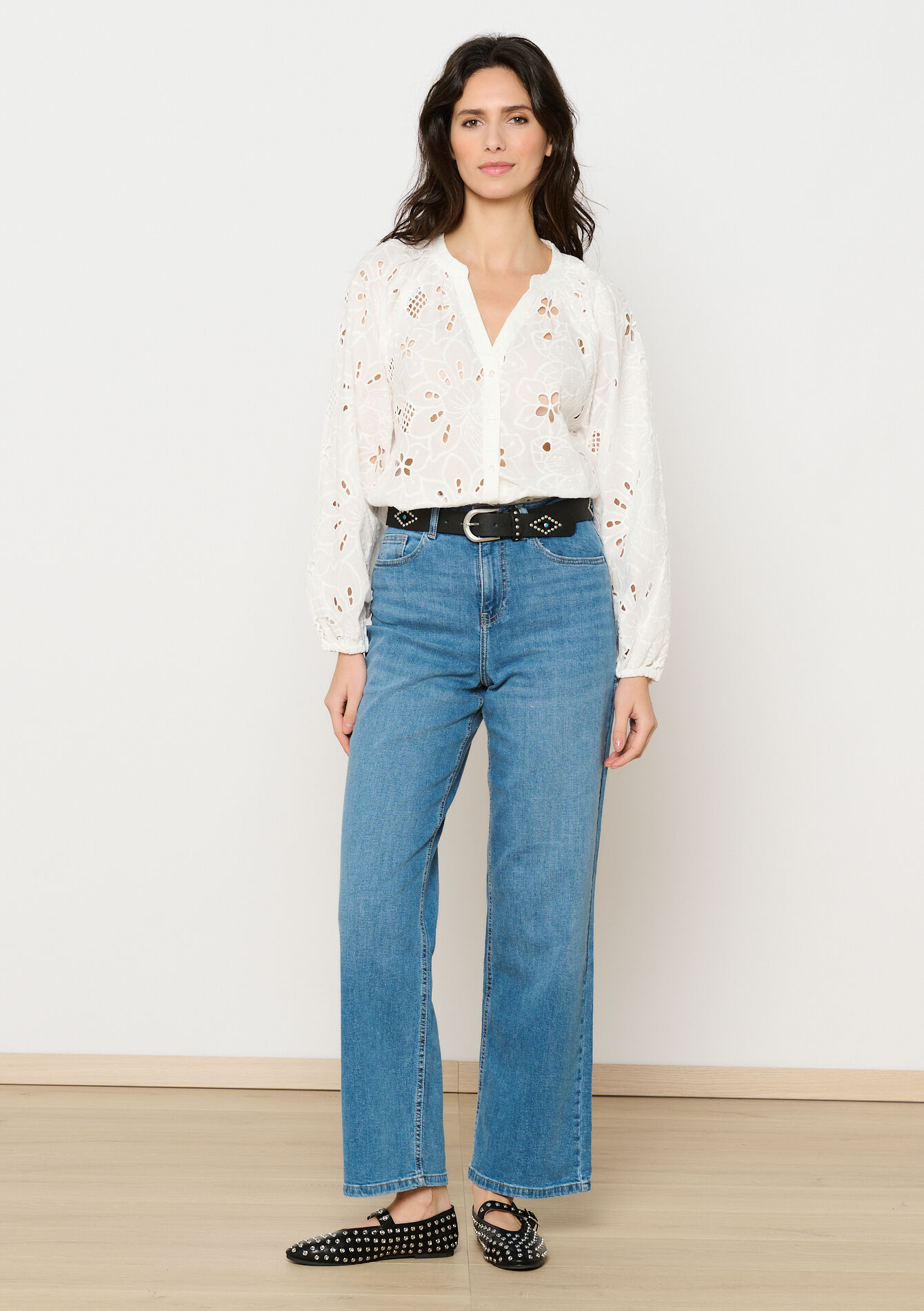 Hemd met broderie anglaise, Hemd met broderie anglaise - OPTICAL WHITE - 05702667_1019