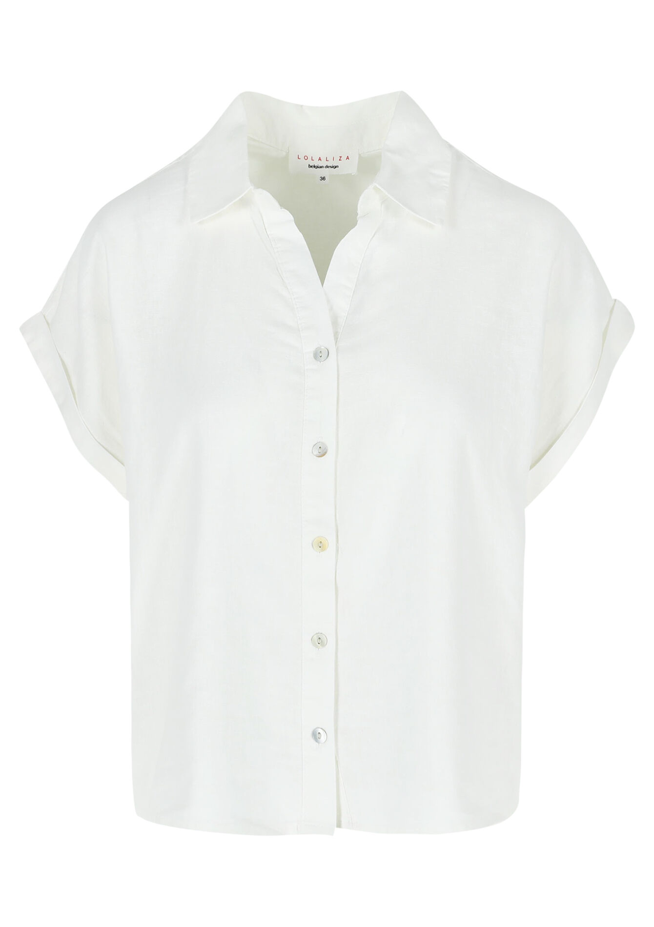 Knoopsluiting linnen blouse, Knoopsluiting linnen blouse - OPTICAL WHITE - 05702686_1019