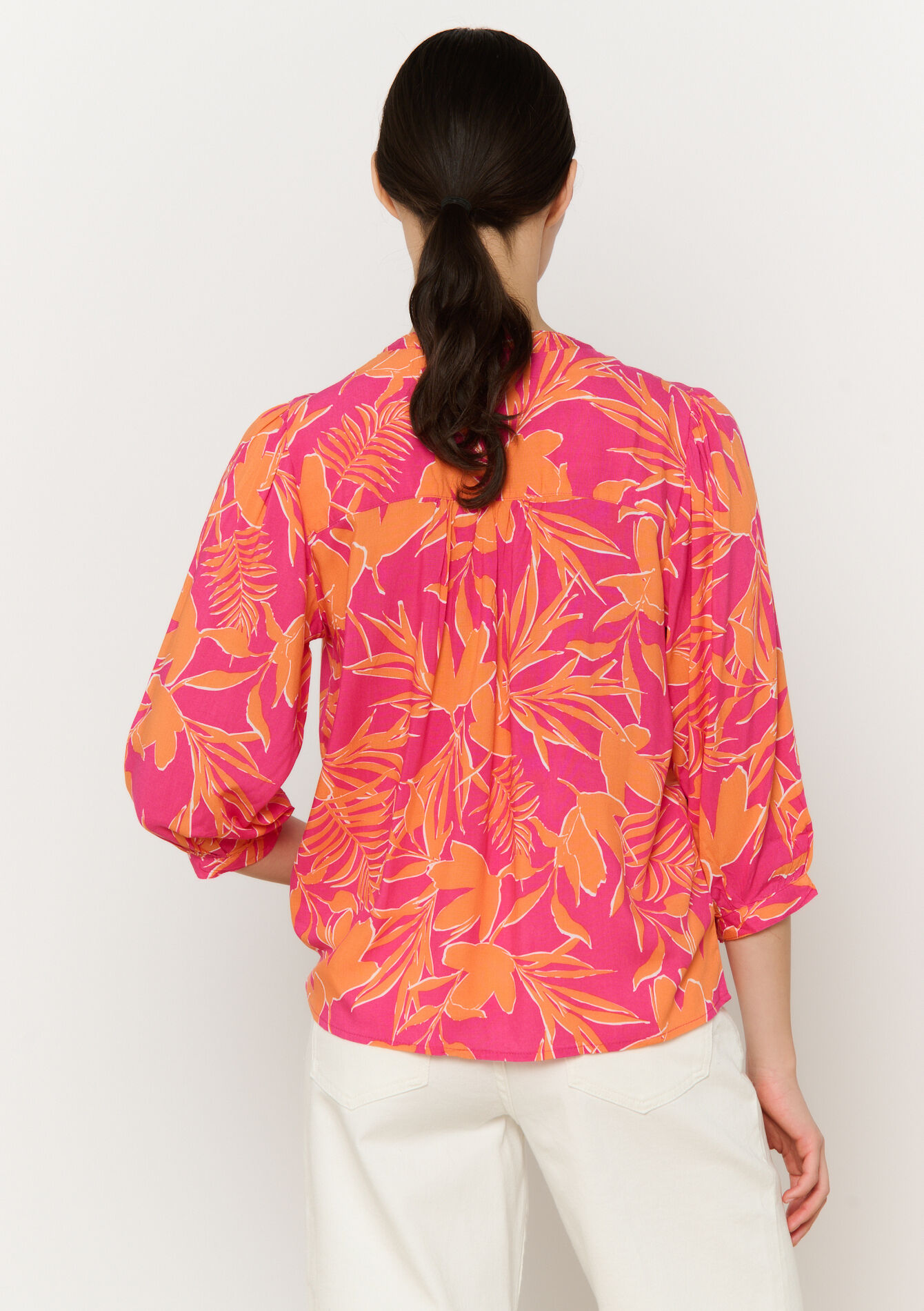 Leaf print blouse, Leaf print blouse - FUCHSIA - 05702691_5626