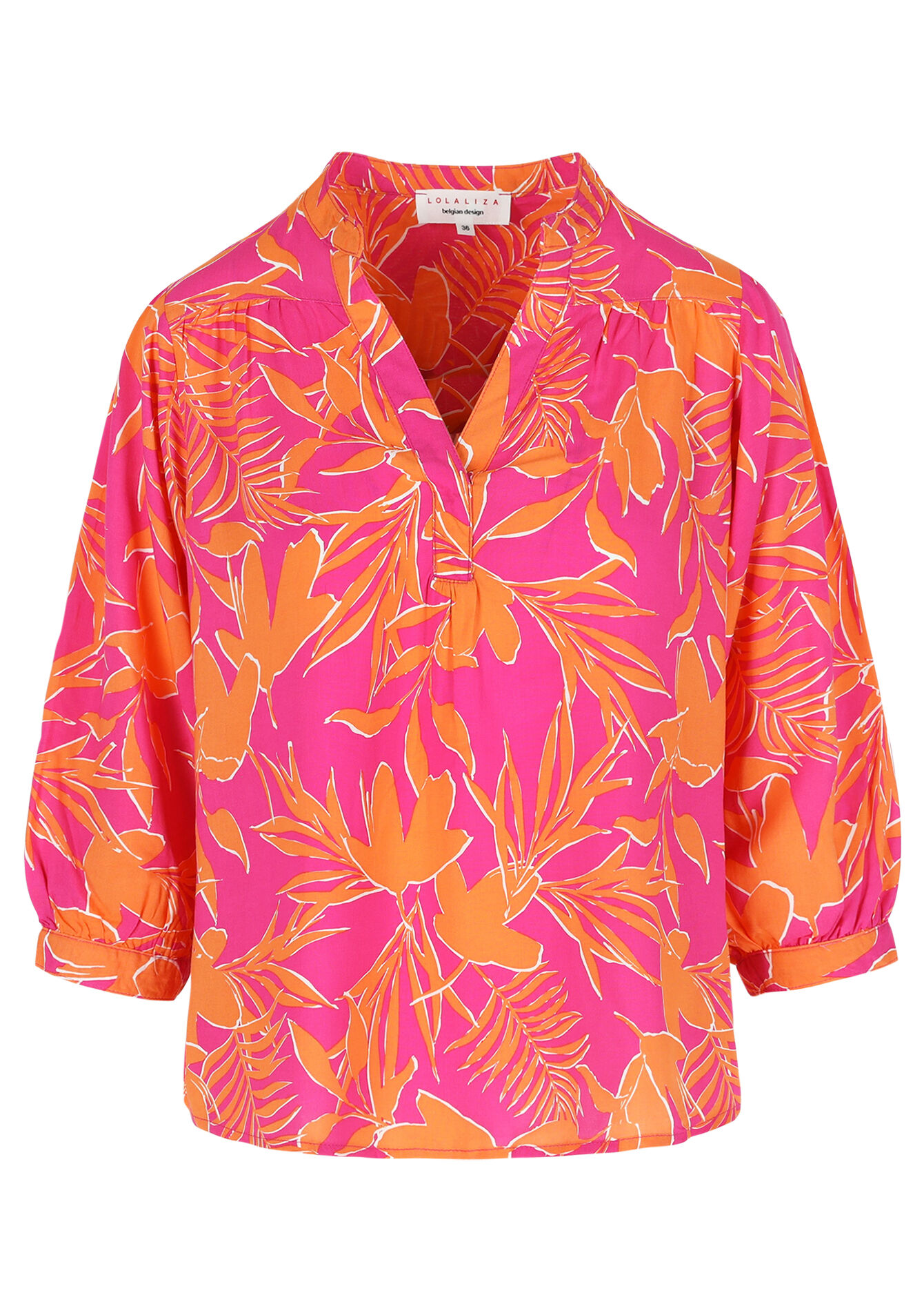 Leaf print blouse, Leaf print blouse - FUCHSIA - 05702691_5626