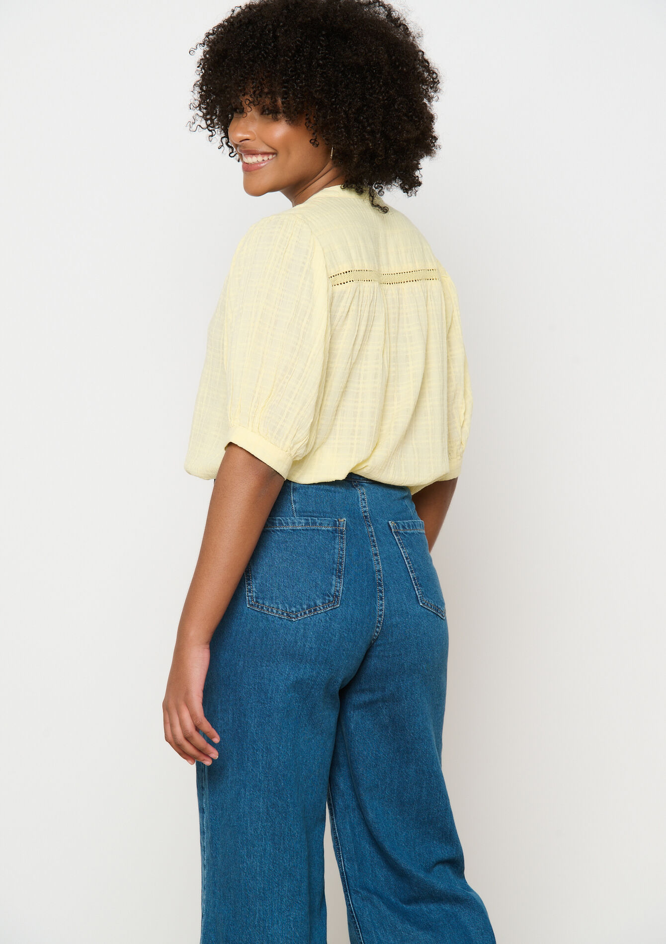 Hemd met volumemouwen, Hemd met volumemouwen - YELLOW PASTEL - 05702711_5004
