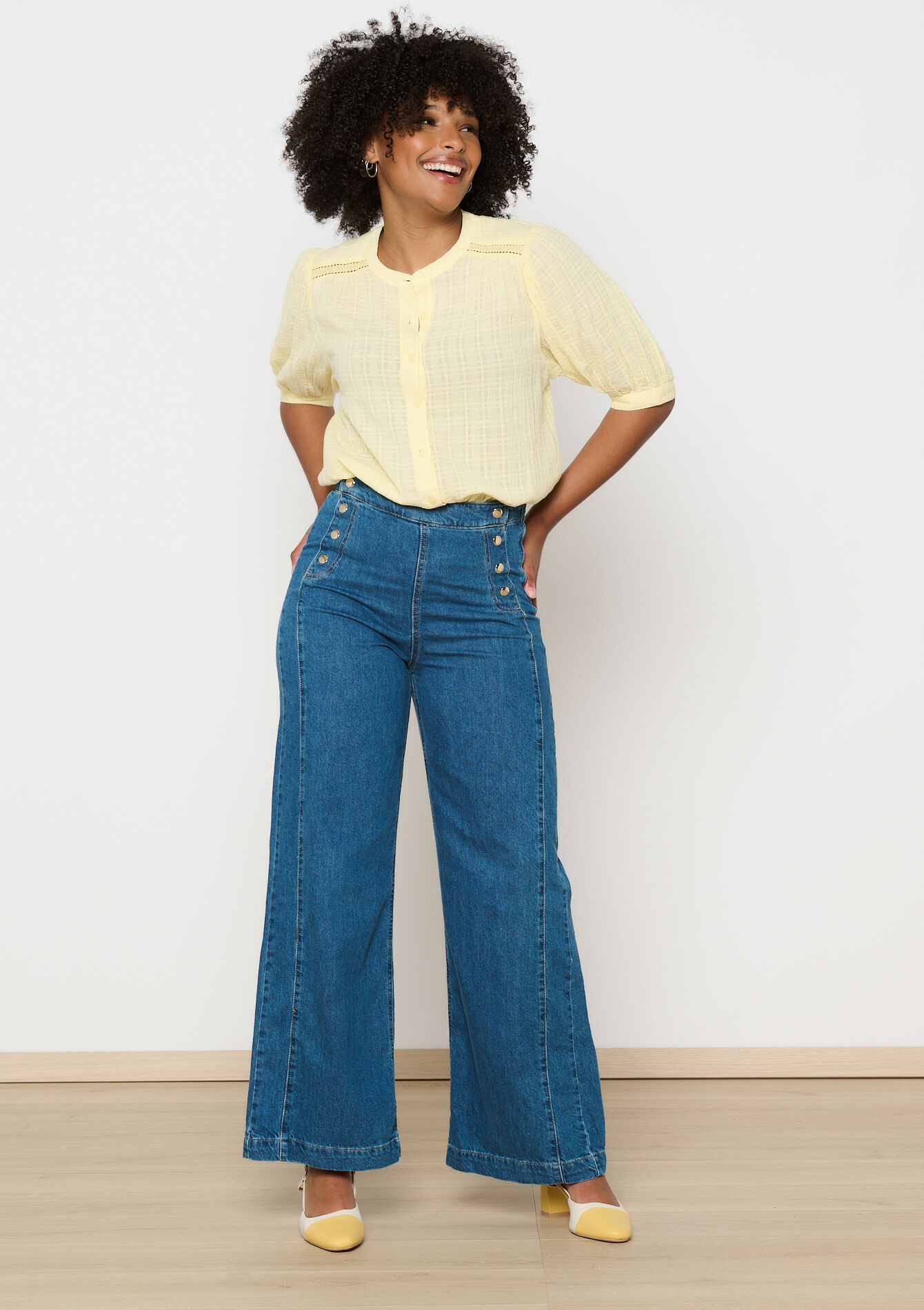 Hemd met volumemouwen, Hemd met volumemouwen - YELLOW PASTEL - 05702711_5004