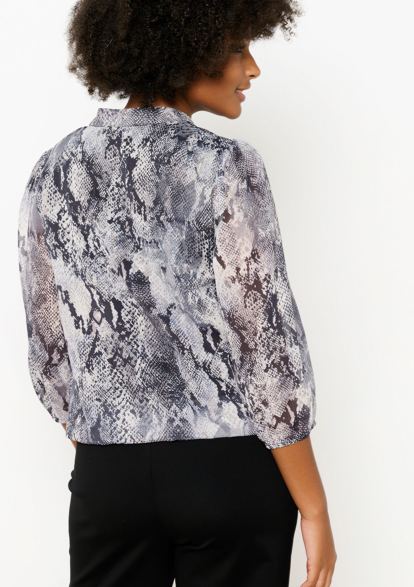 Blouse with snake print, Blouse with snake print - LT GREY - 05702719_2574