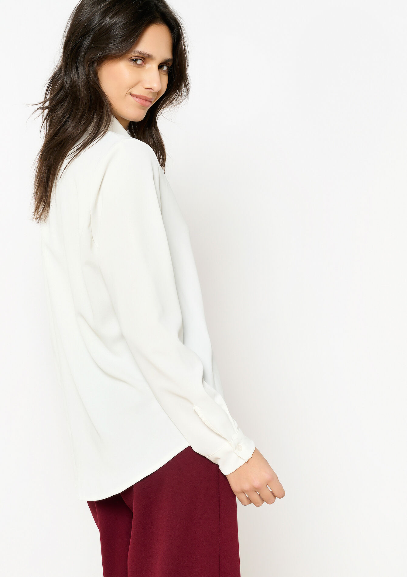 Shirt with hidden button placket, Shirt with hidden button placket - OPTICAL WHITE - 05702735_1019