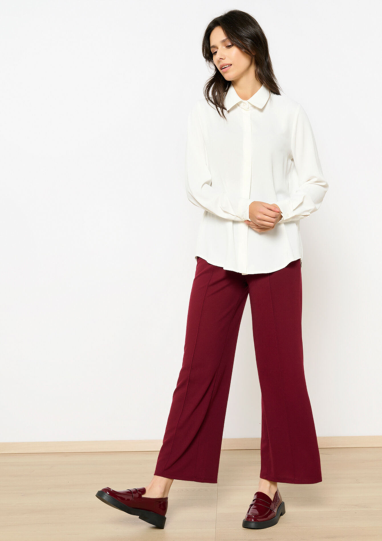 Shirt with hidden button placket, Shirt with hidden button placket - OPTICAL WHITE - 05702735_1019