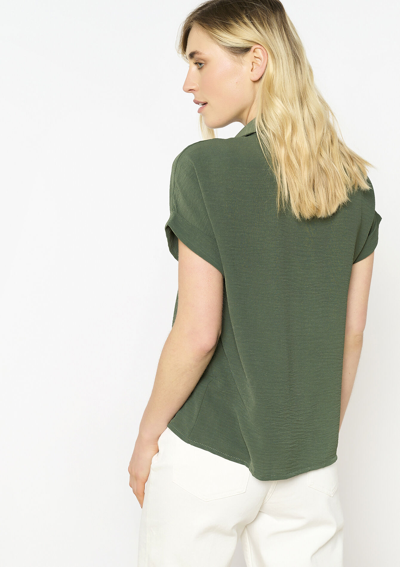 Blouse met polokraag, Blouse met polokraag - KHAKI MED - 05702739_4327