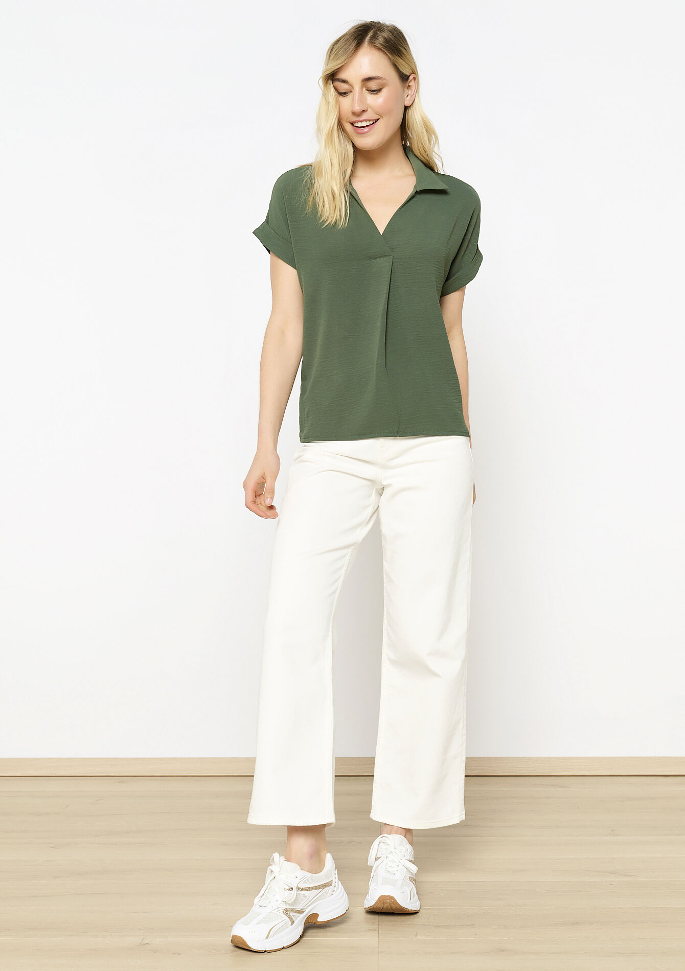 Blouse met polokraag, Blouse met polokraag - KHAKI MED - 05702739_4327