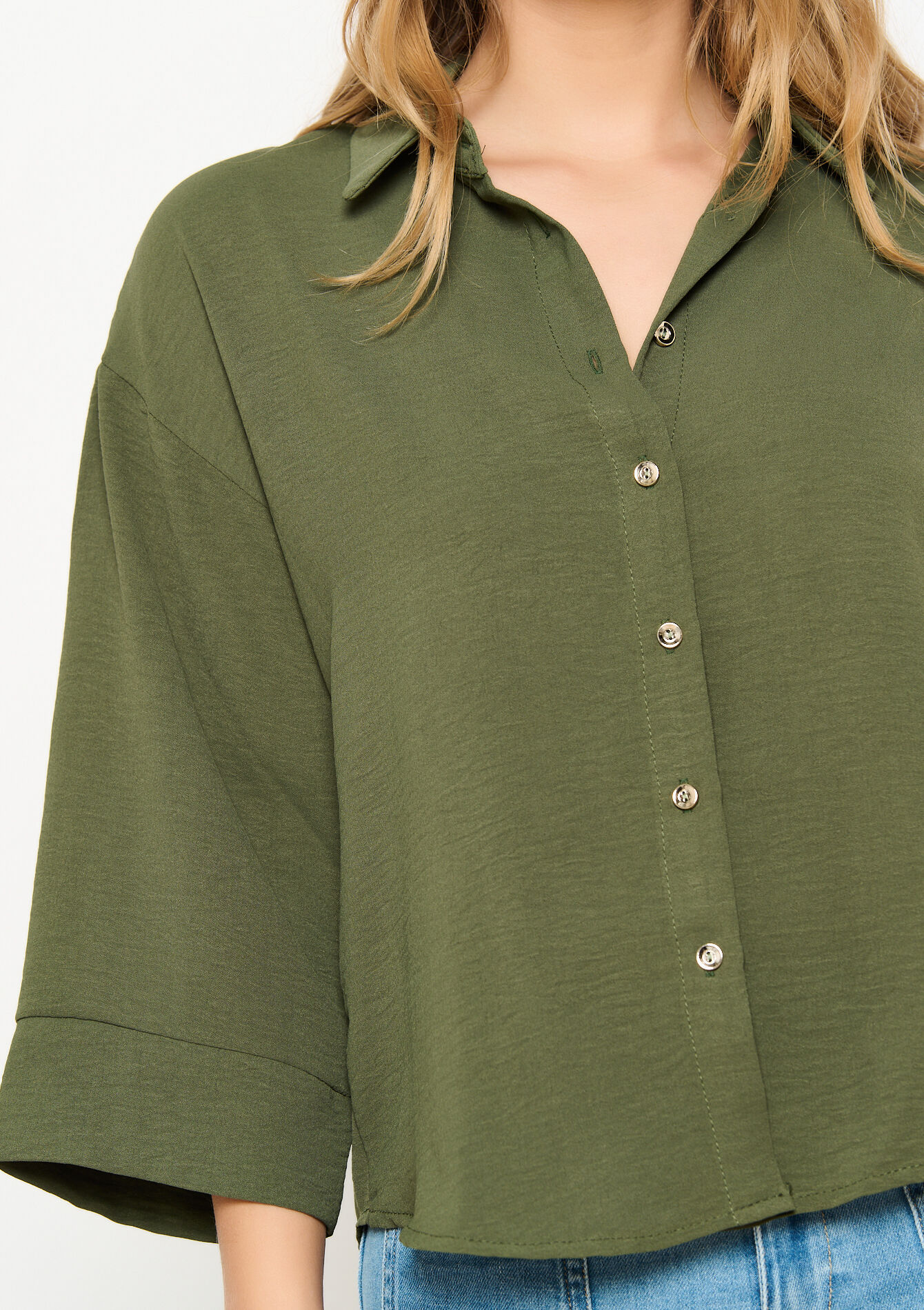 Hemd met brede mouwen, Hemd met brede mouwen - KHAKI FADED - 05702753_4326