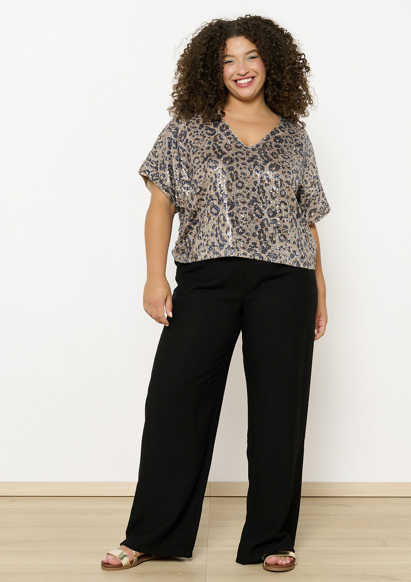 Paillettenblouse met luipaardprint, Paillettenblouse met luipaardprint - BEIGE SAND - 05702760_1940