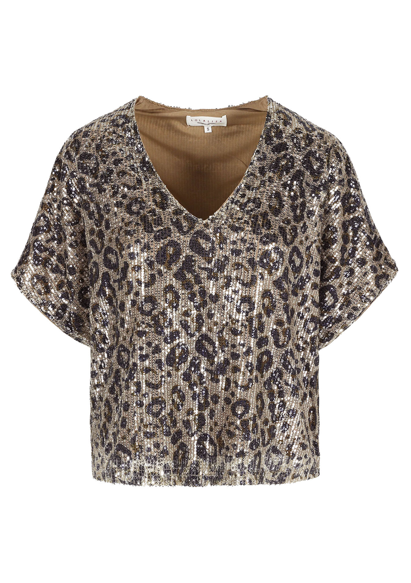 Paillettenblouse met luipaardprint, Paillettenblouse met luipaardprint - BEIGE SAND - 05702760_1940