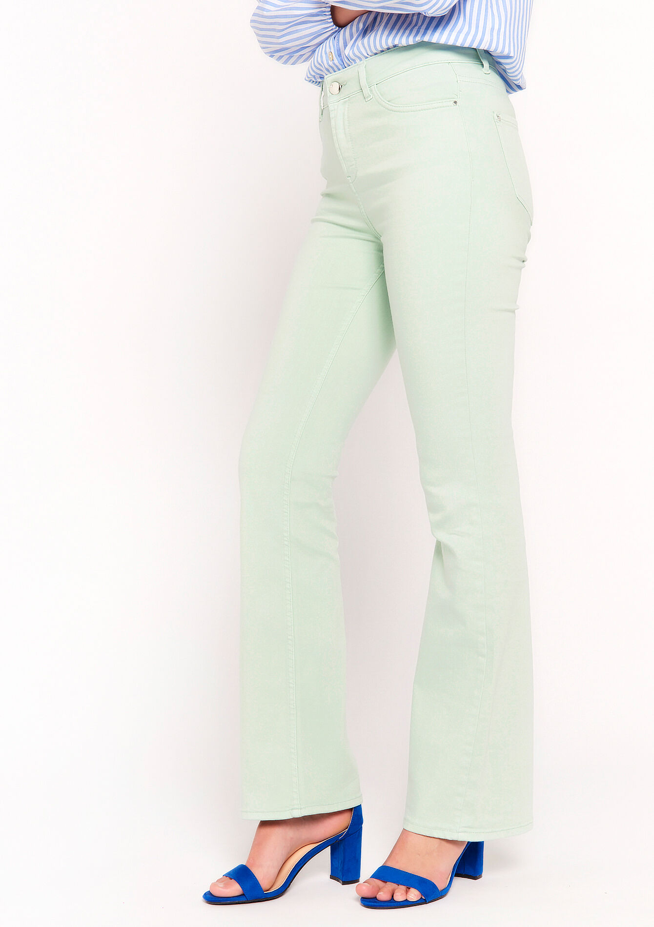 Flared trousers with high waist, undefined - MINT GREEN - undefined
