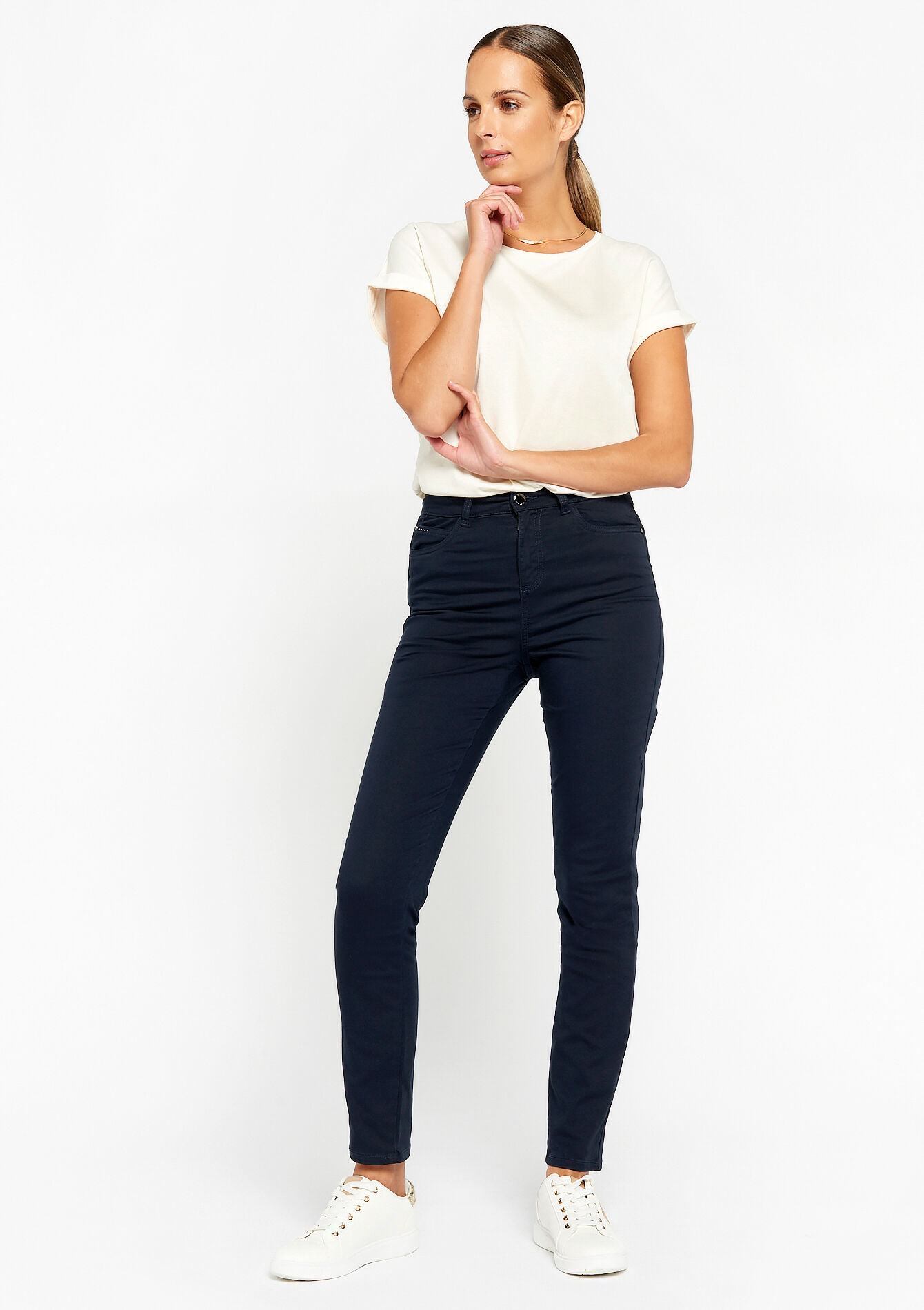 Pantalon skinny taille haute, Pantalon skinny taille haute - NAVY BASIC - 06004342_2723