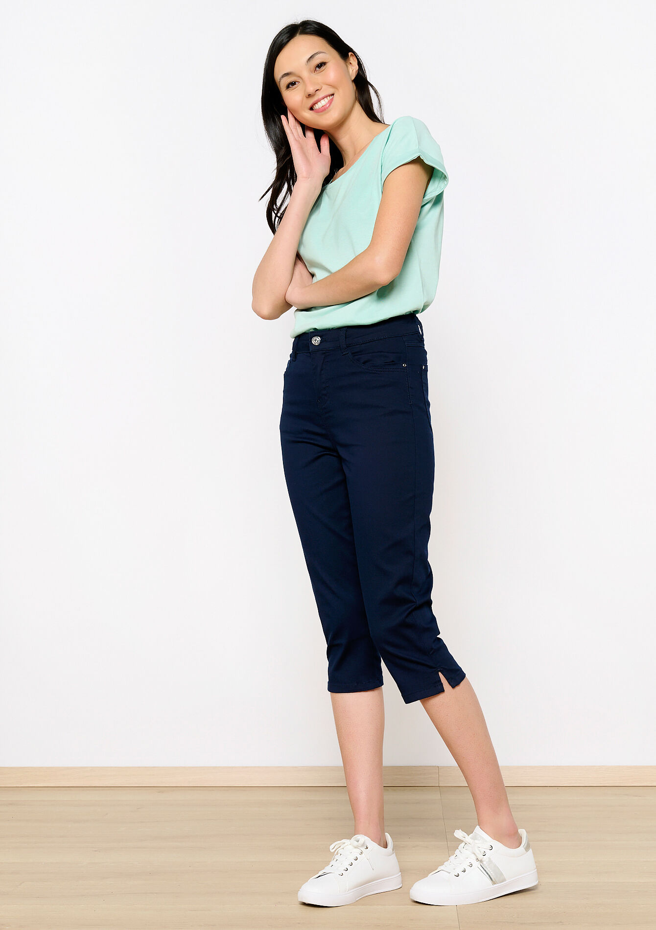 Pantalon 3/4 à taille haute, Pantalon 3/4 à taille haute - NAVY BASIC - 06004462_2723