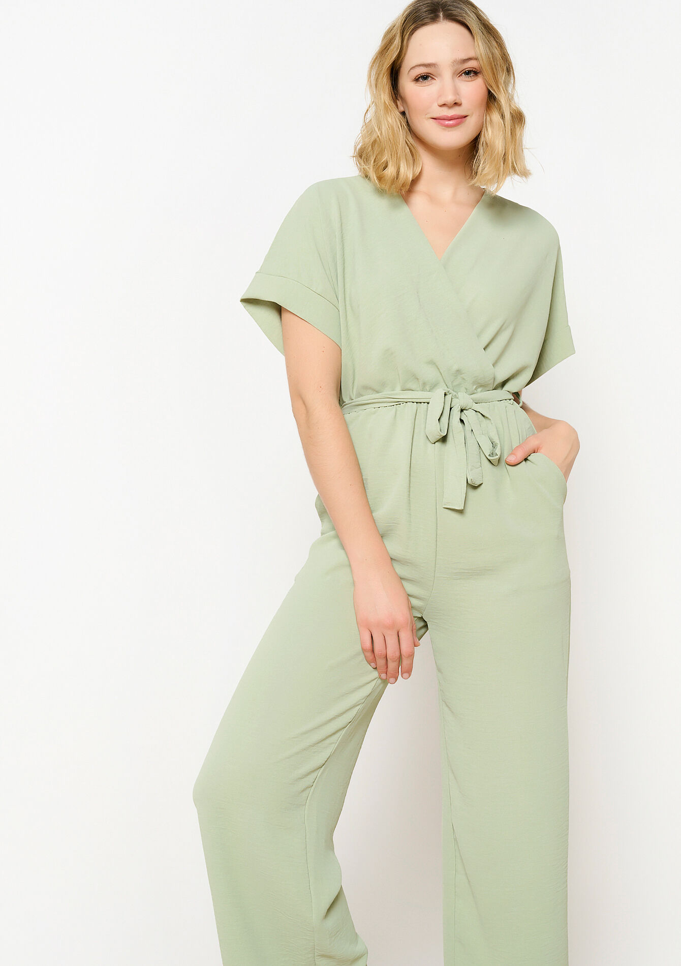 Jumpsuit with kimono effect, undefined - KHAKI MINT - undefined