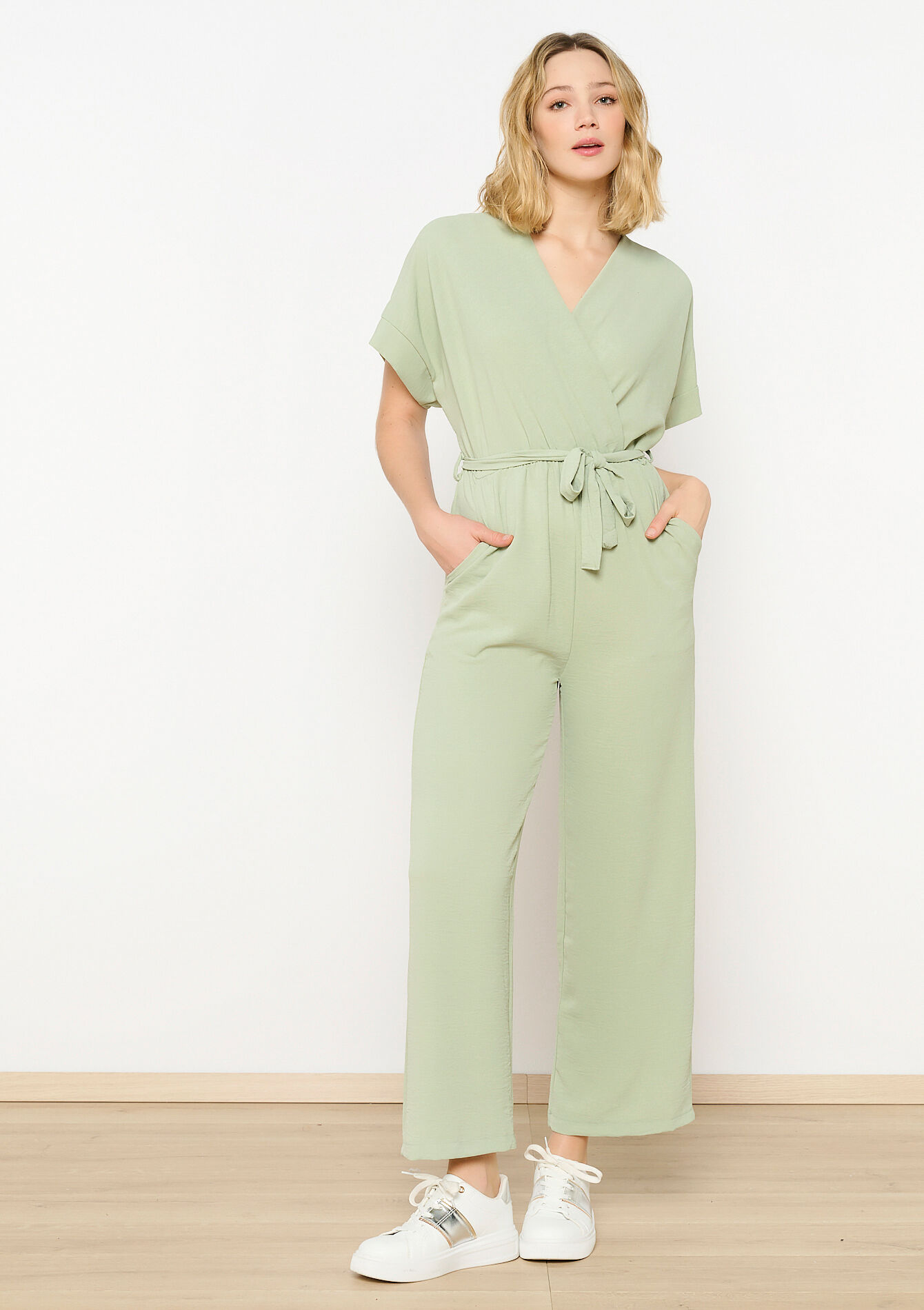 Jumpsuit with kimono effect, undefined - KHAKI MINT - undefined