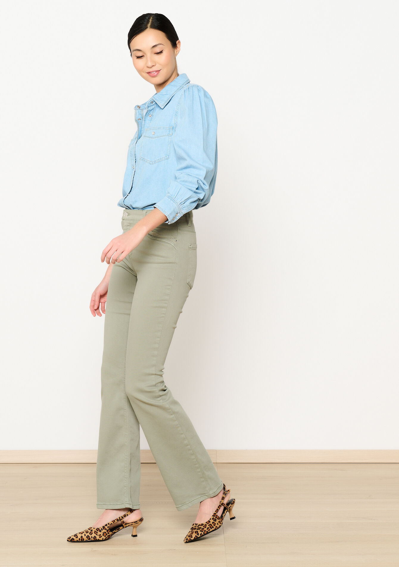 Pantalon bootcut multitaille, Pantalon bootcut multitaille - KHAKI FADED - 06004571_4326